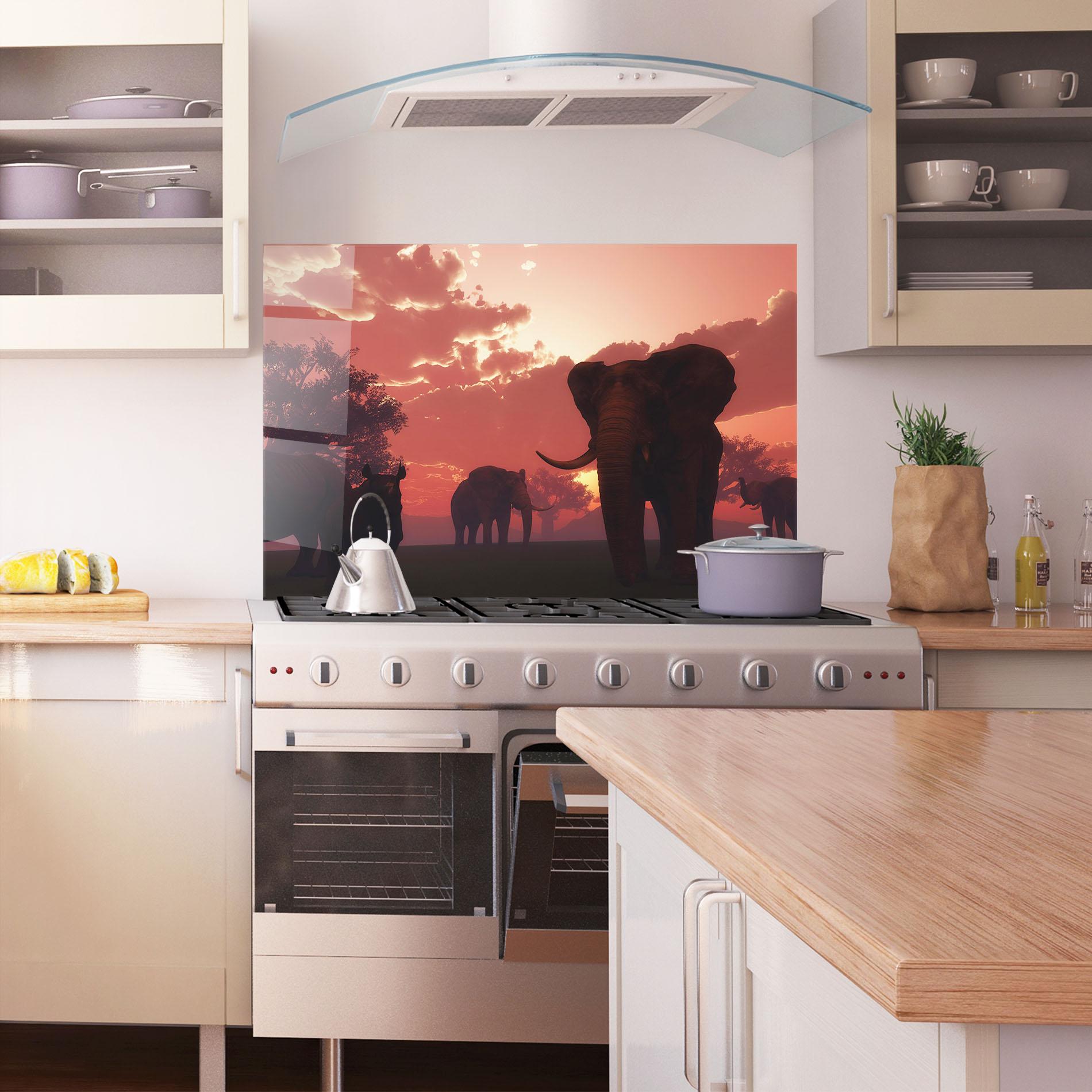 Konyhai üveg hátfal African Elephant View mockup 1
