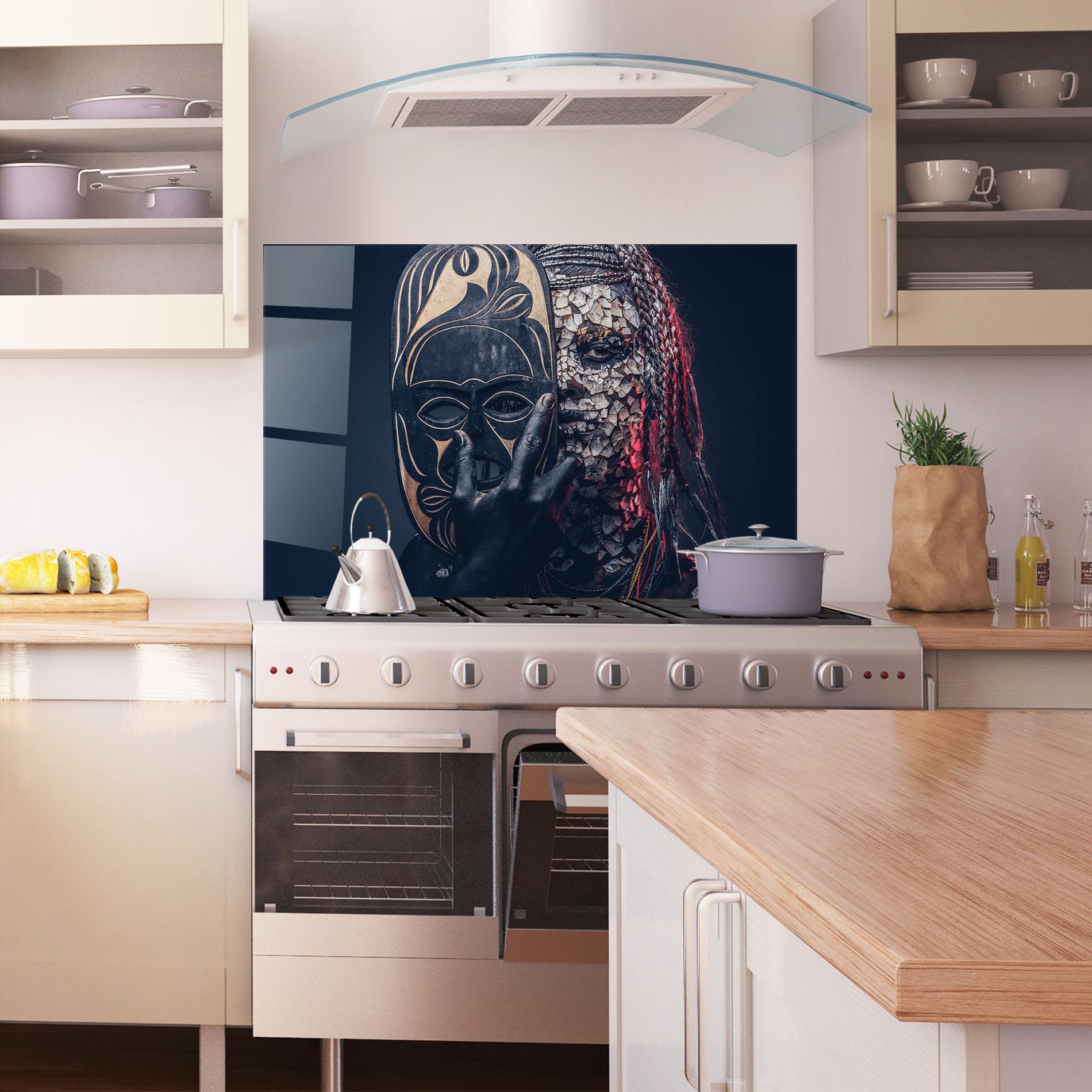 Konyhai üveg hátfal African Tribe Costume mockup 1