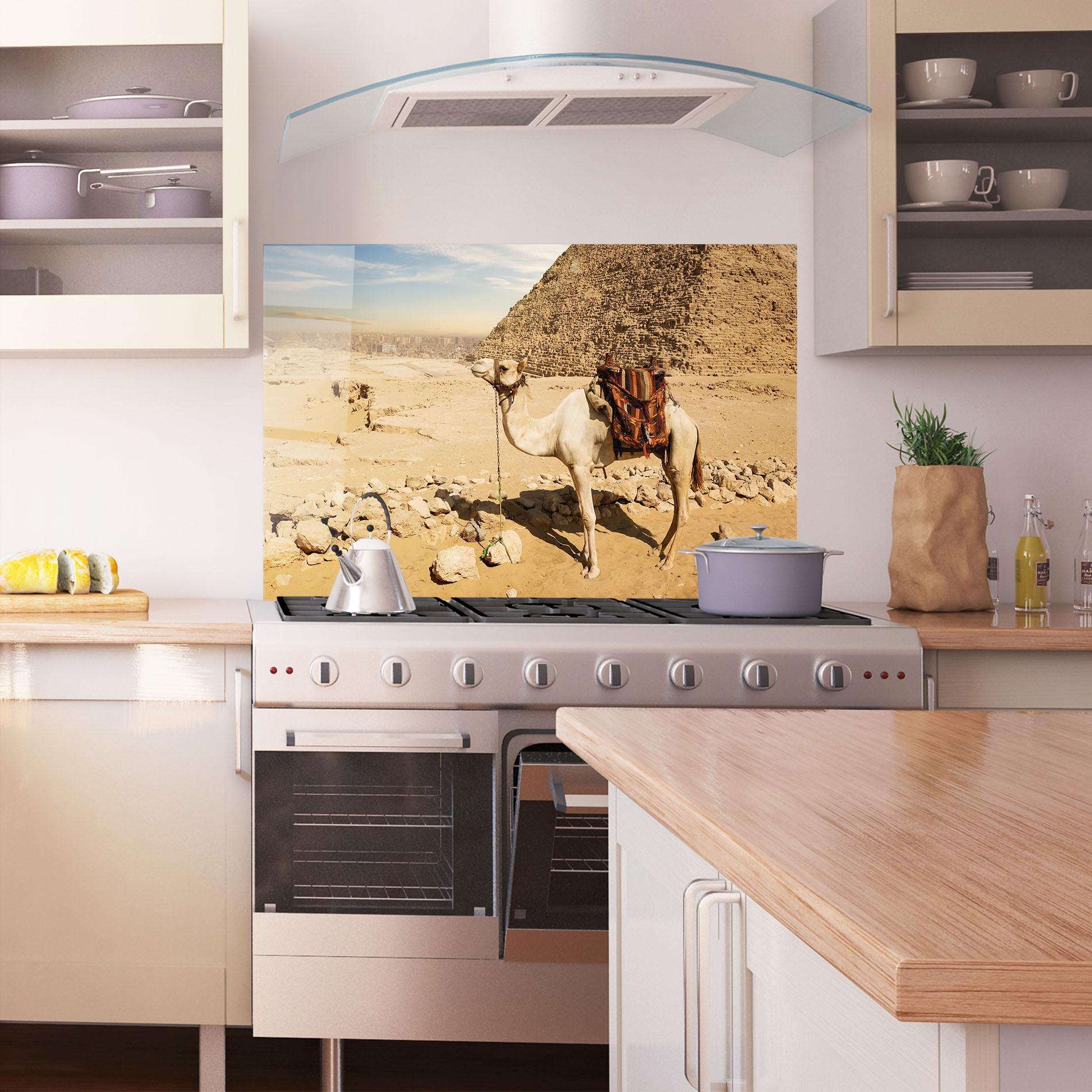 Konyhai üveg hátfal Camel Near Ruins mockup 1