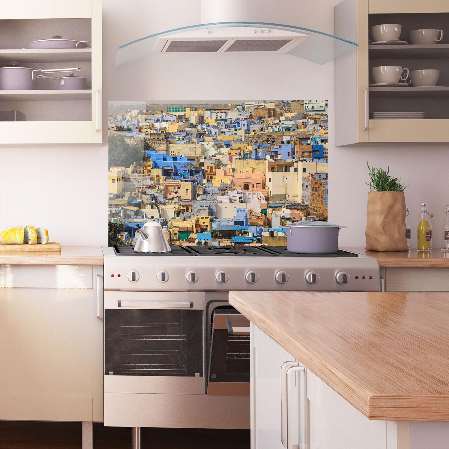 Konyhai üveg hátfal Rajasthan View India mockup 1