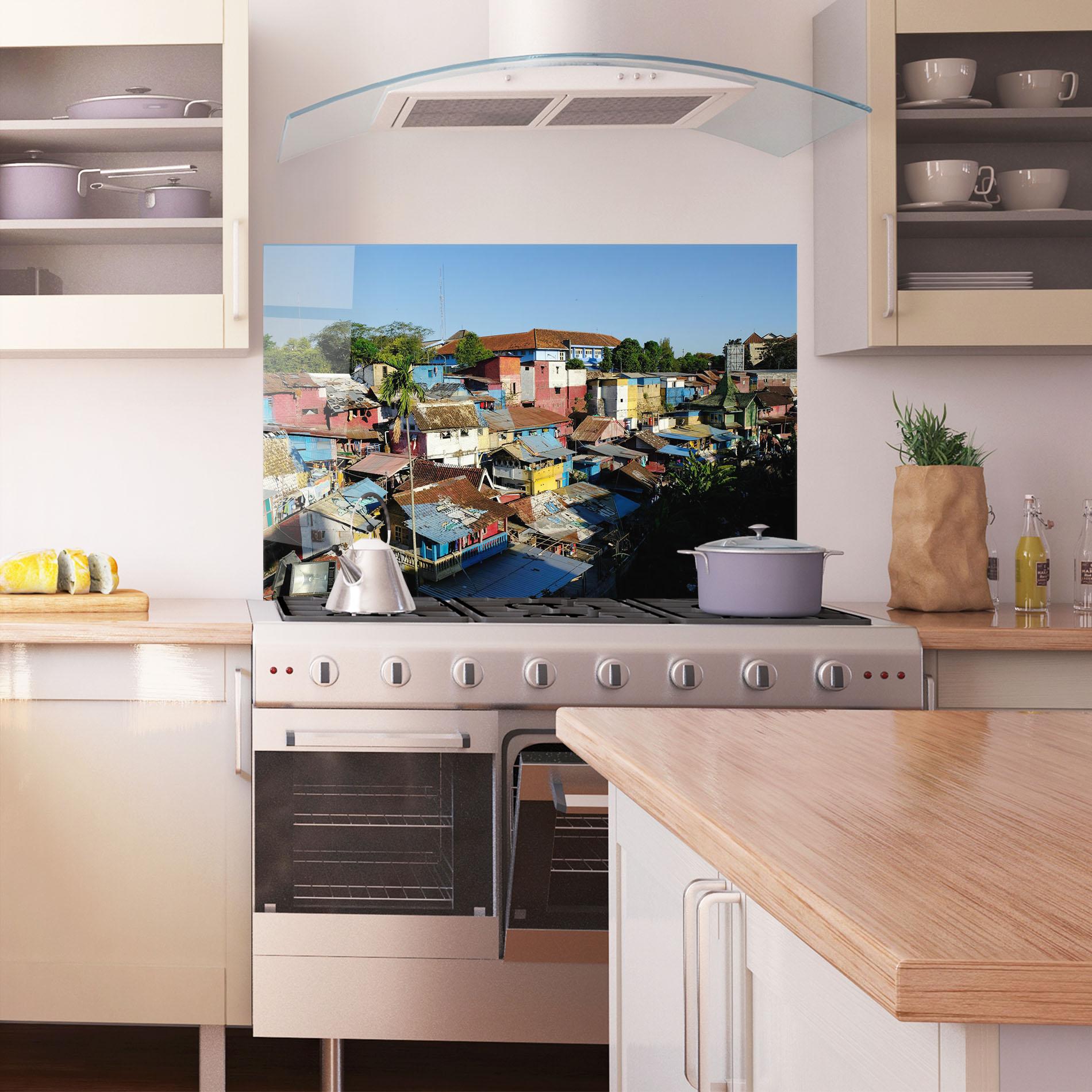 Konyhai üveg hátfal Slum Building mockup 1