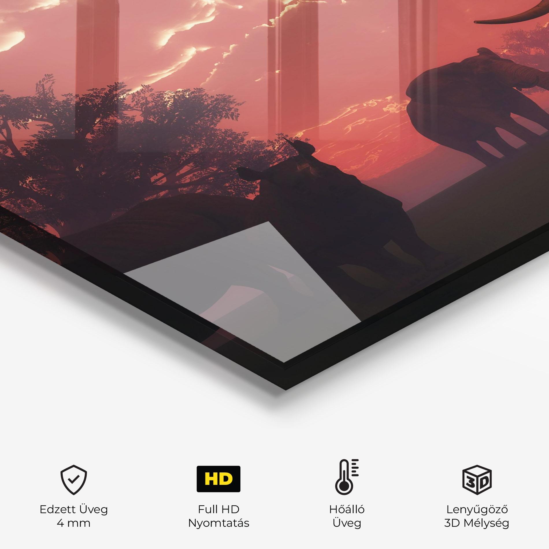 Konyhai üveg hátfal African Elephant View mockup 2