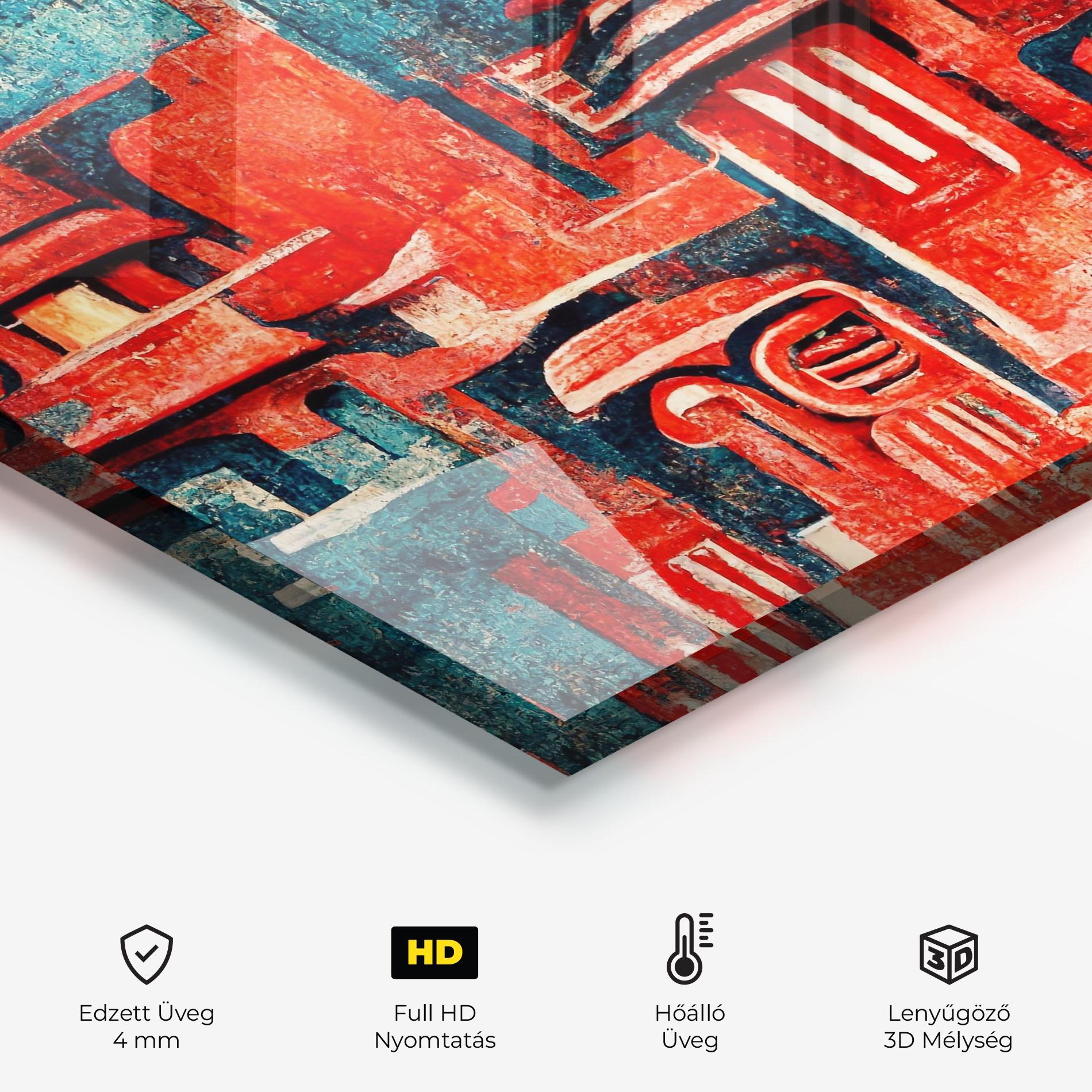 Konyhai üveg hátfal Decorative Navy Red mockup 2