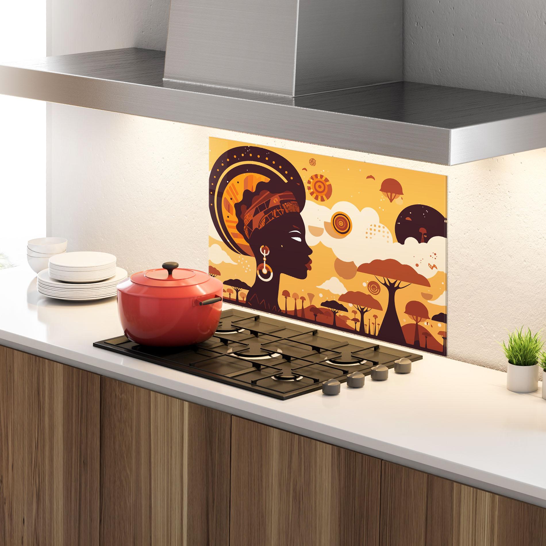 Konyhai üveg hátfal African Art mockup 4