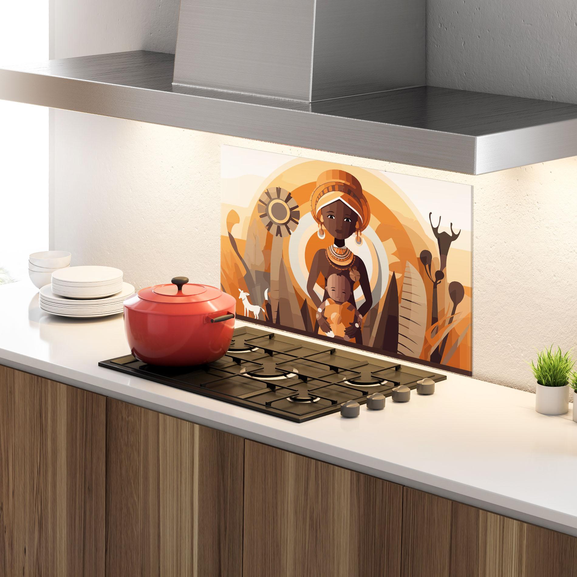 Konyhai üveg hátfal African Baby mockup 4