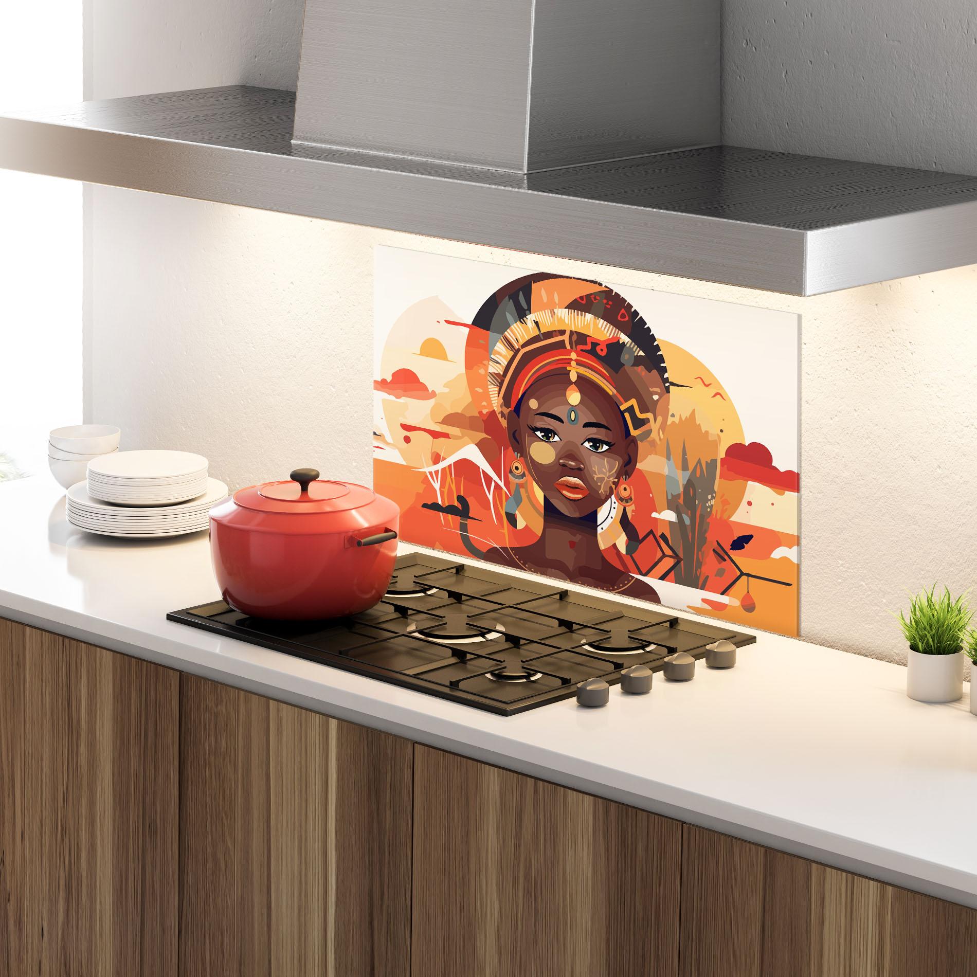 Konyhai üveg hátfal African Child Art mockup 4