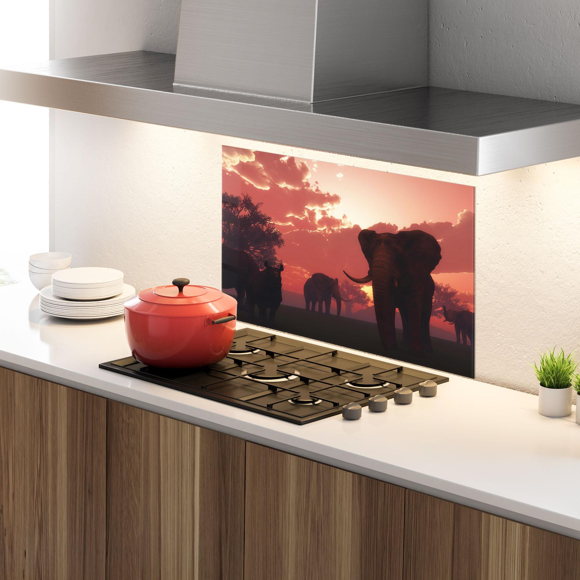 Konyhai üveg hátfal African Elephant View mockup 4