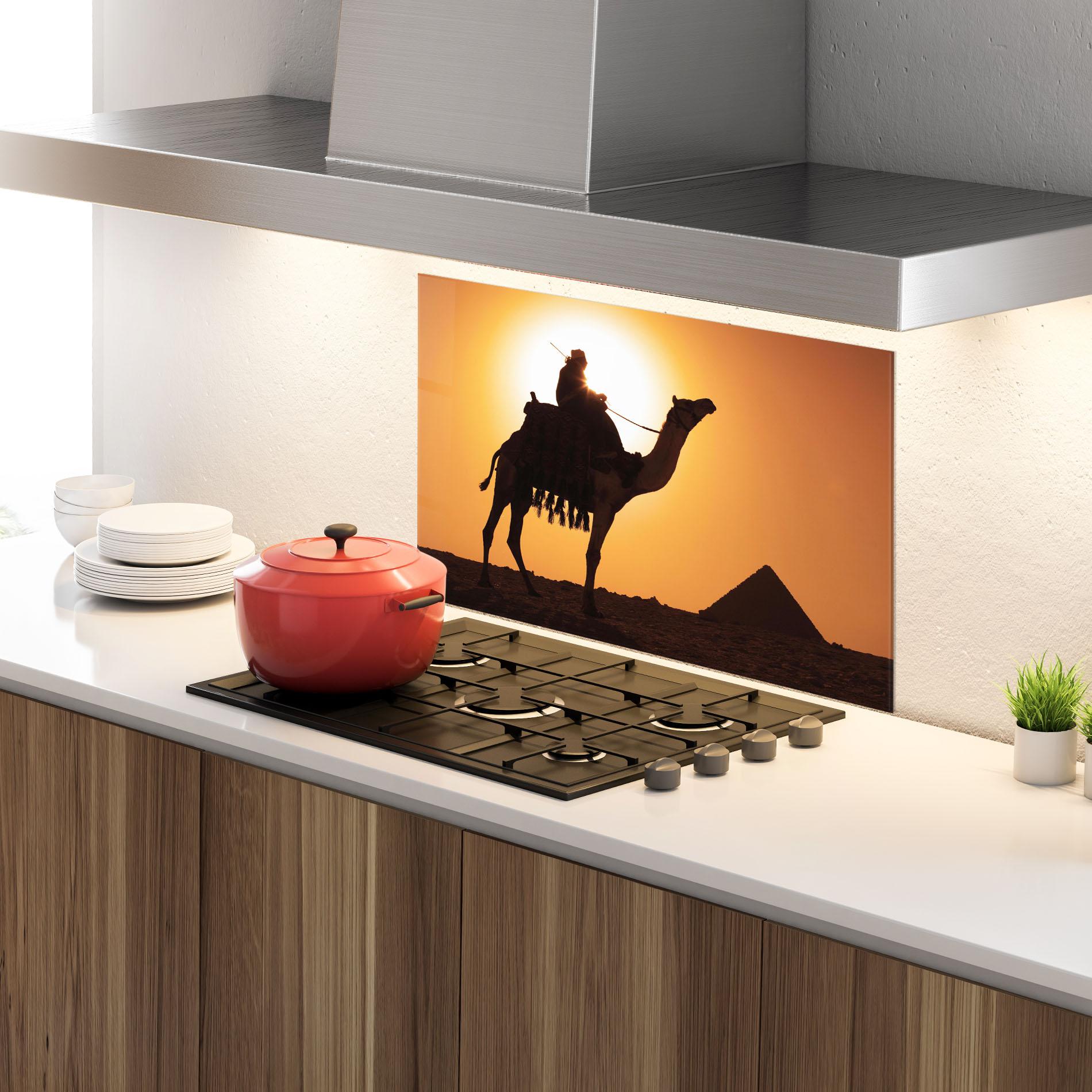 Konyhai üveg hátfal Pyramids Sunset mockup 4