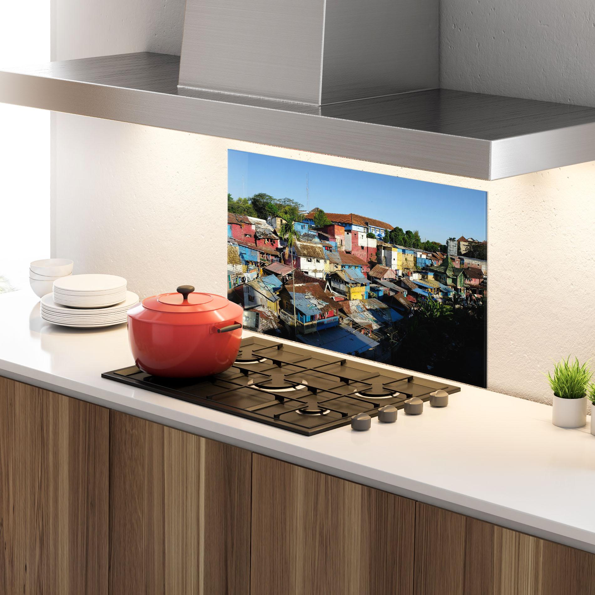 Konyhai üveg hátfal Slum Building mockup 4