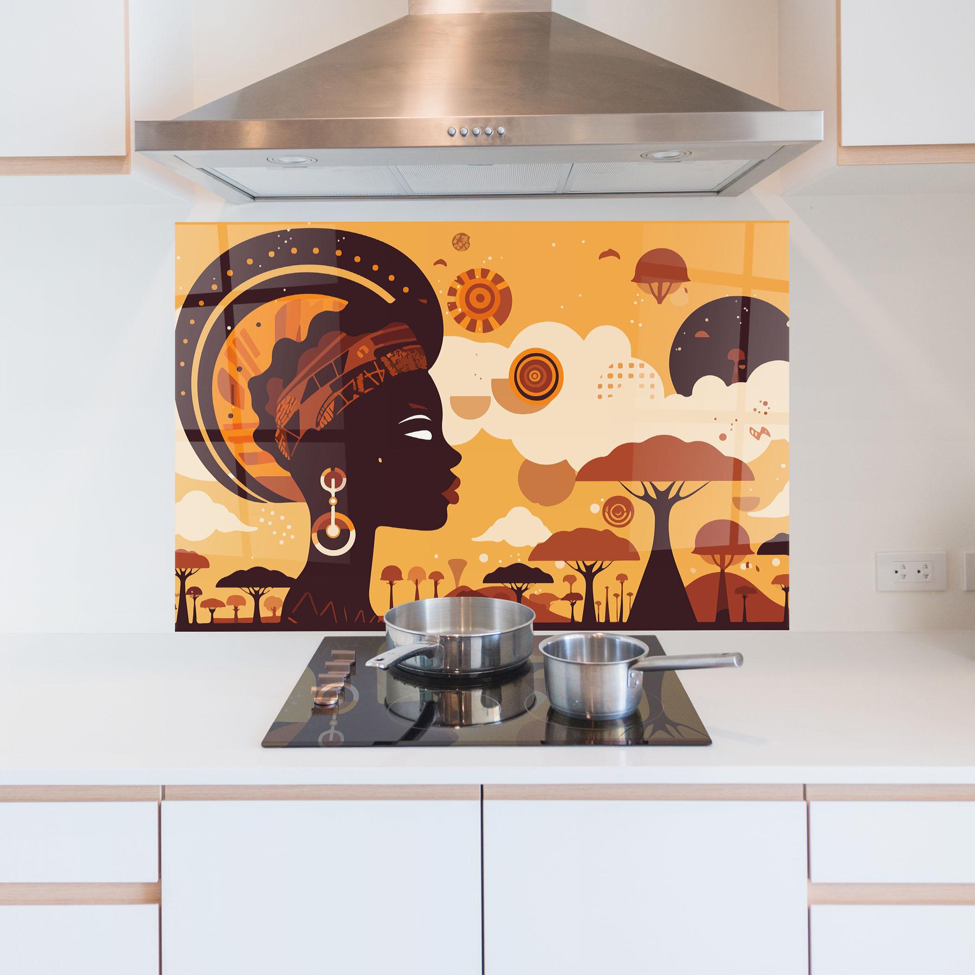 Konyhai üveg hátfal African Art mockup 5