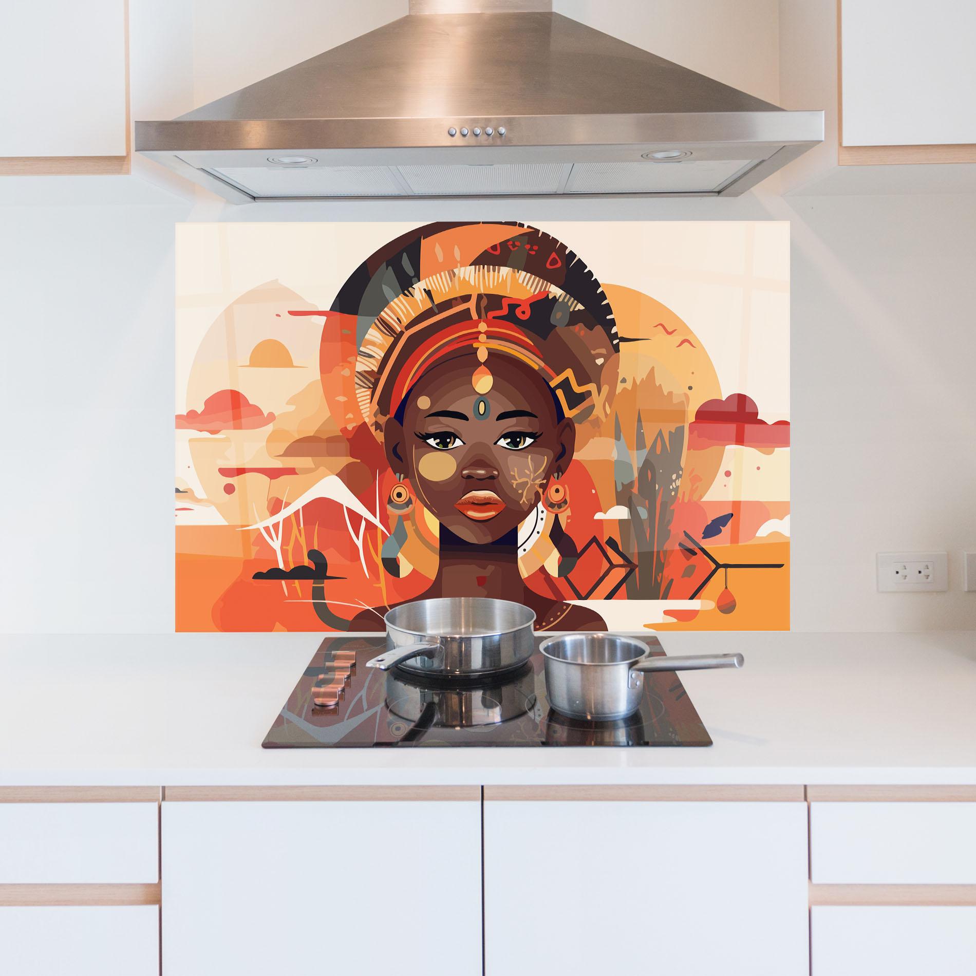 Konyhai üveg hátfal African Child Art mockup 5