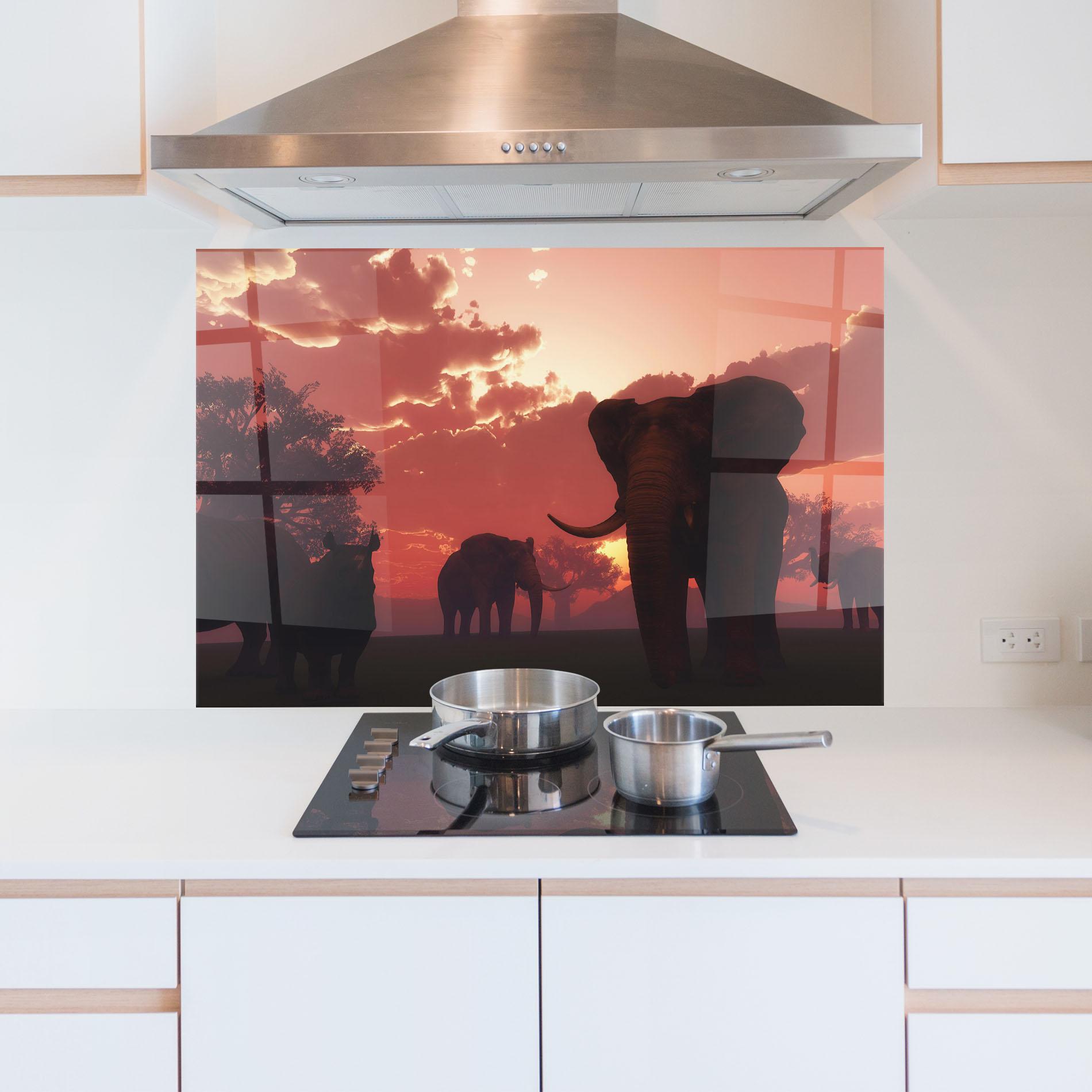 Konyhai üveg hátfal African Elephant View mockup 5