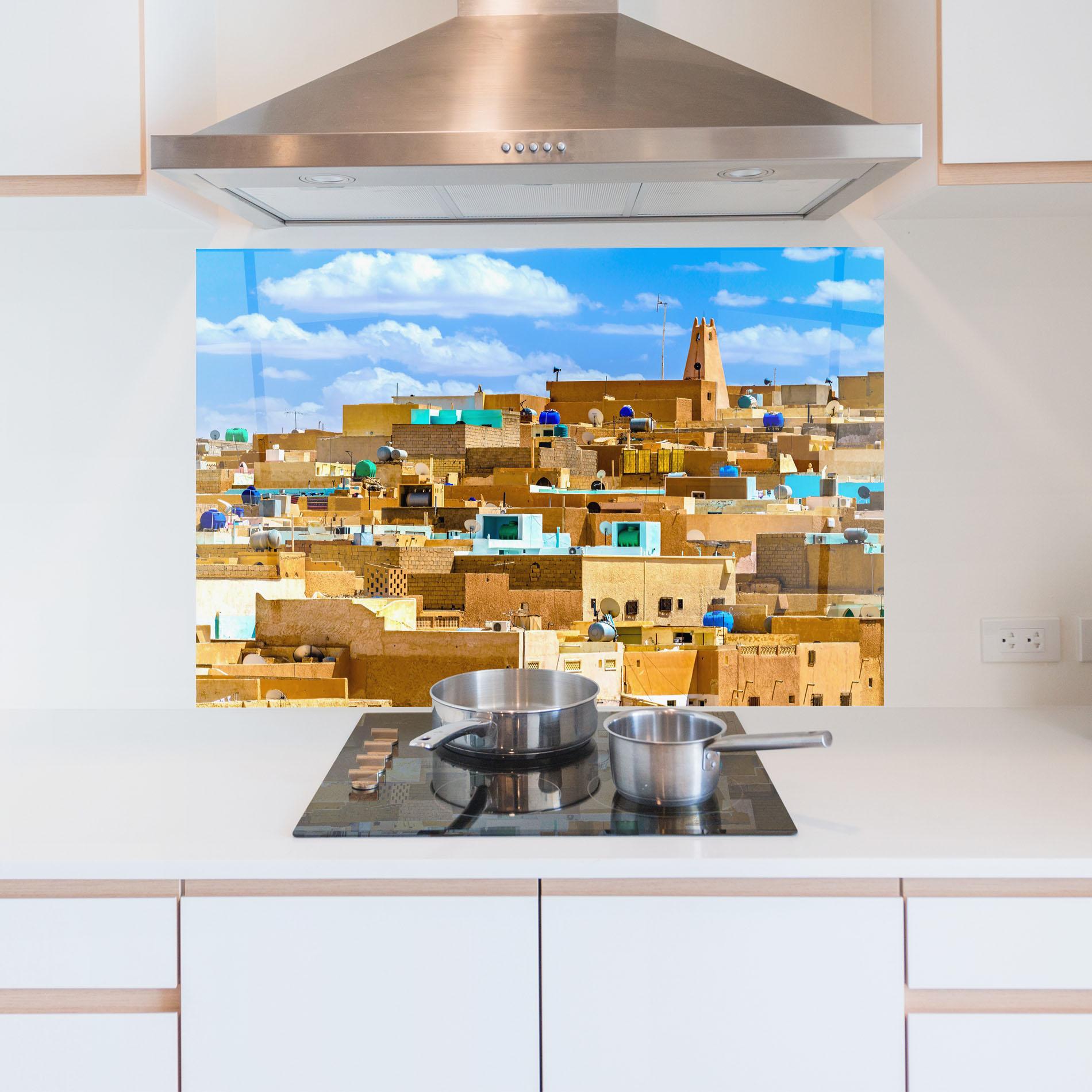 Konyhai üveg hátfal Atteuf Ancient Town mockup 5