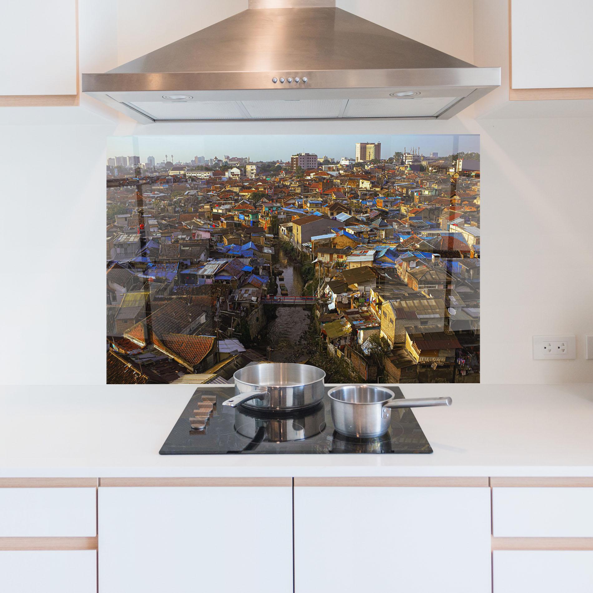 Konyhai üveg hátfal Bandung Golden Hour mockup 5