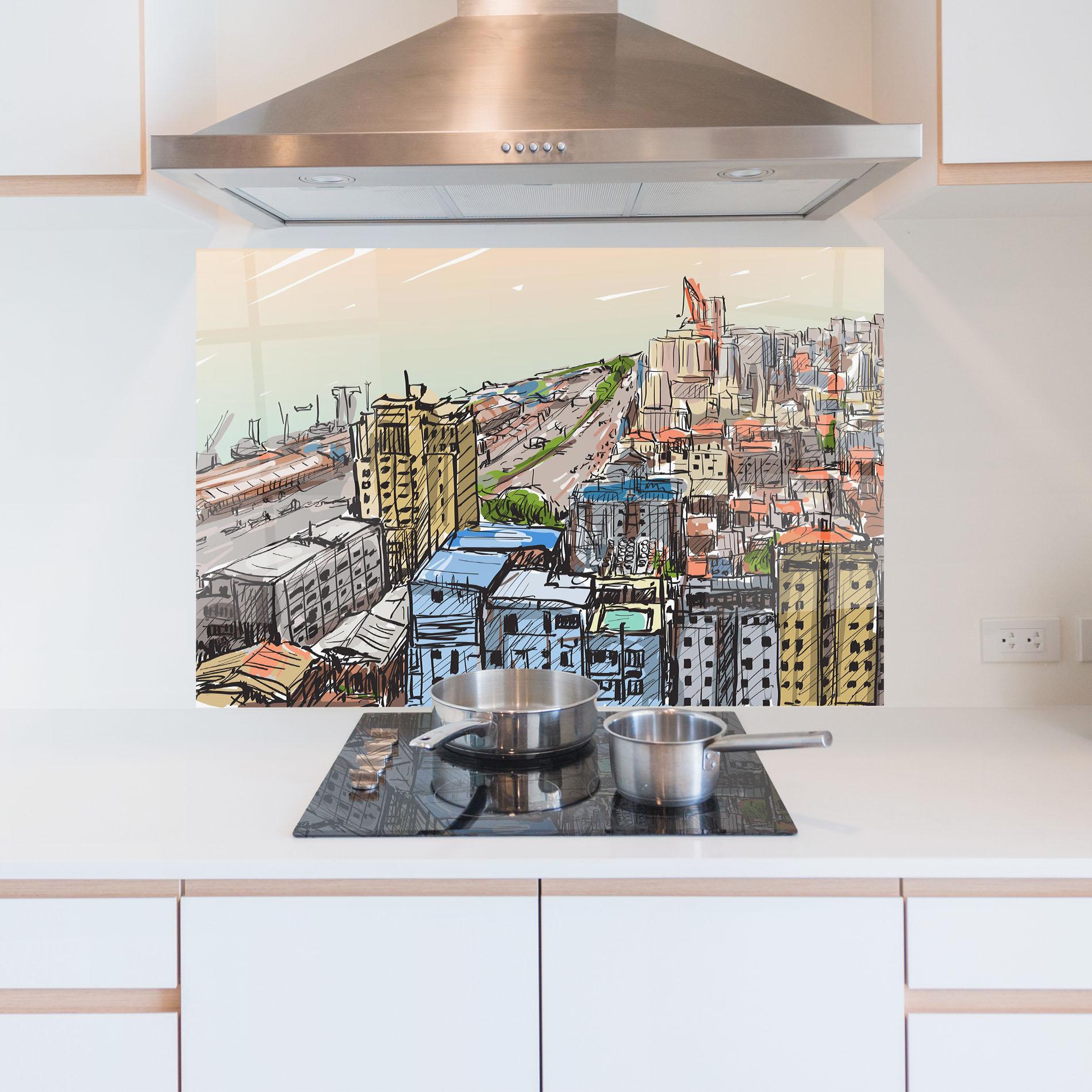 Konyhai üveg hátfal Big African City mockup 5