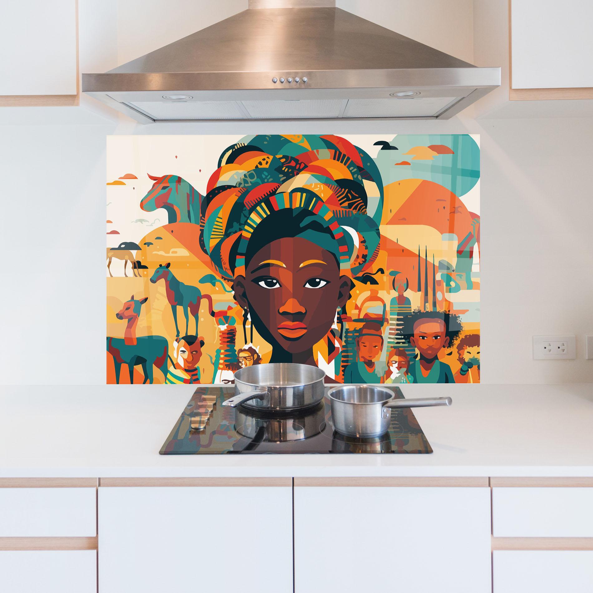 Konyhai üveg hátfal Child Africa Art mockup 5