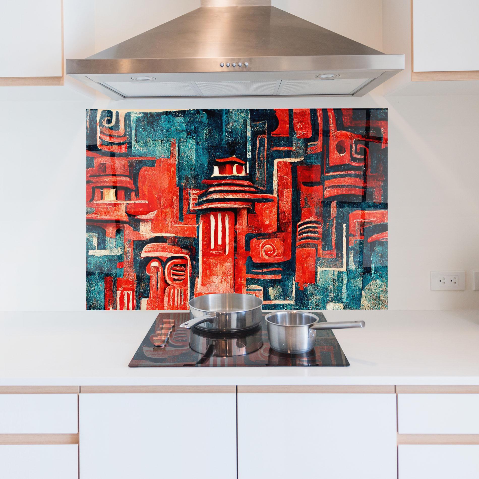 Konyhai üveg hátfal Decorative Navy Red mockup 5