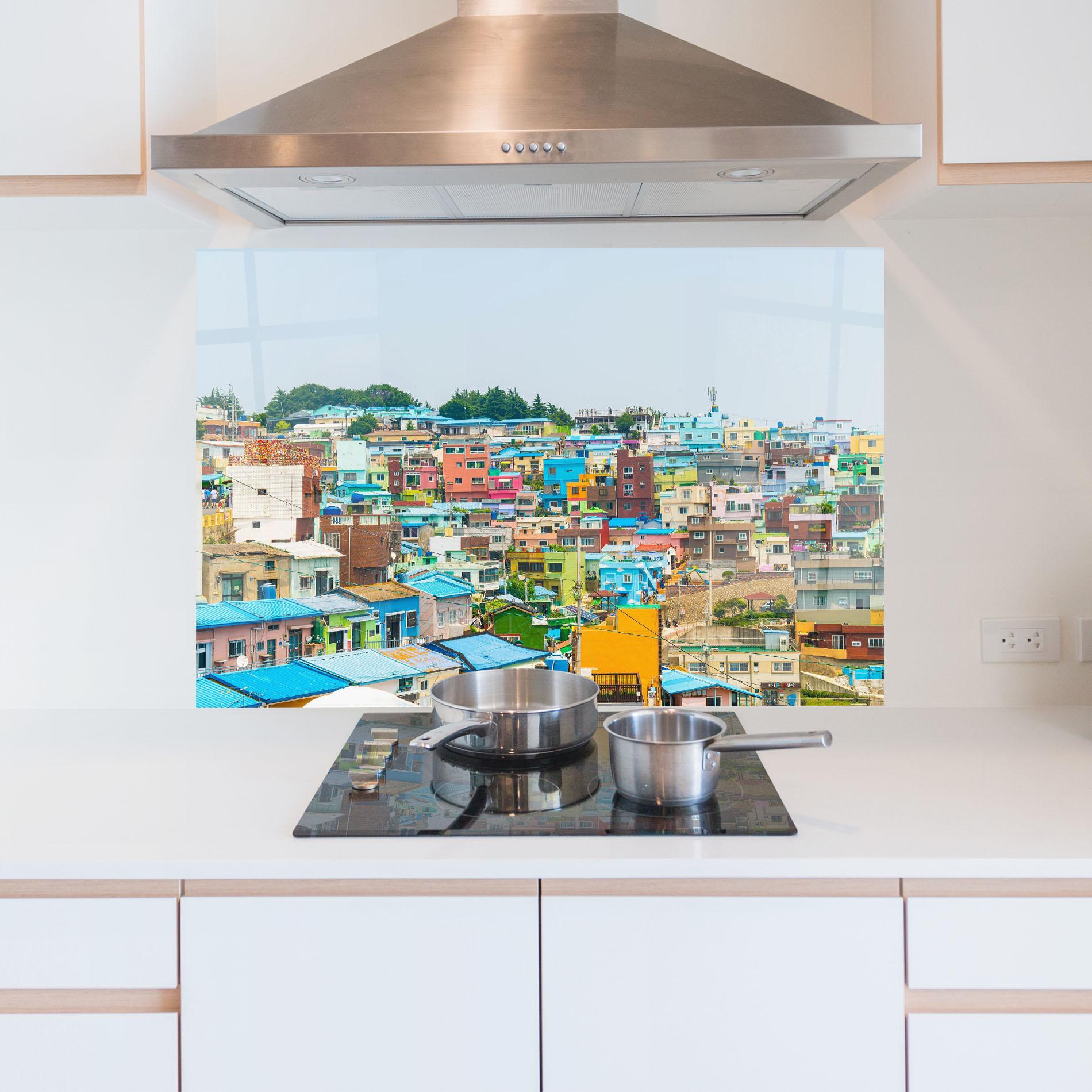 Konyhai üveg hátfal Gamcheon Culture mockup 5