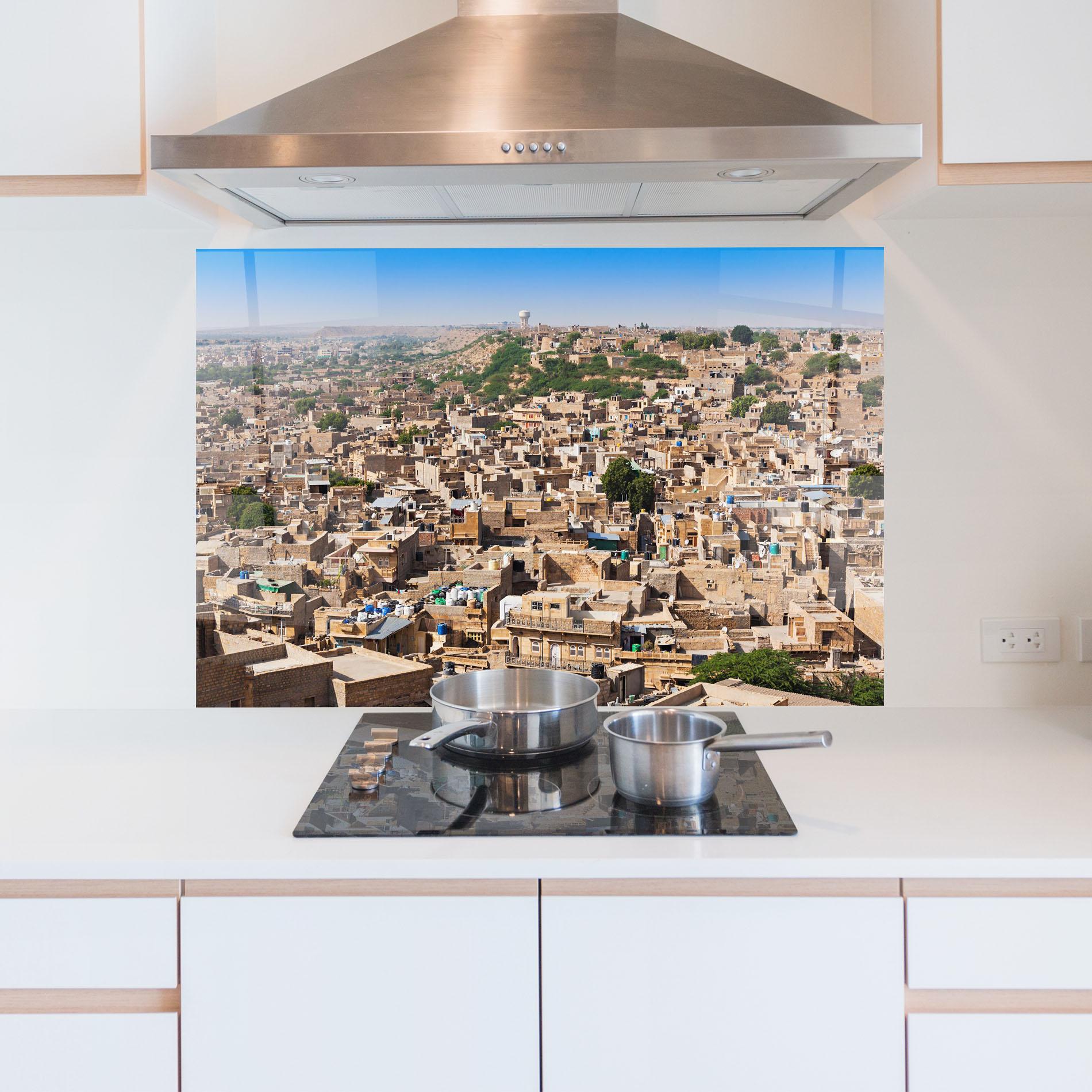 Konyhai üveg hátfal Jaisalmer Panorama View mockup 5
