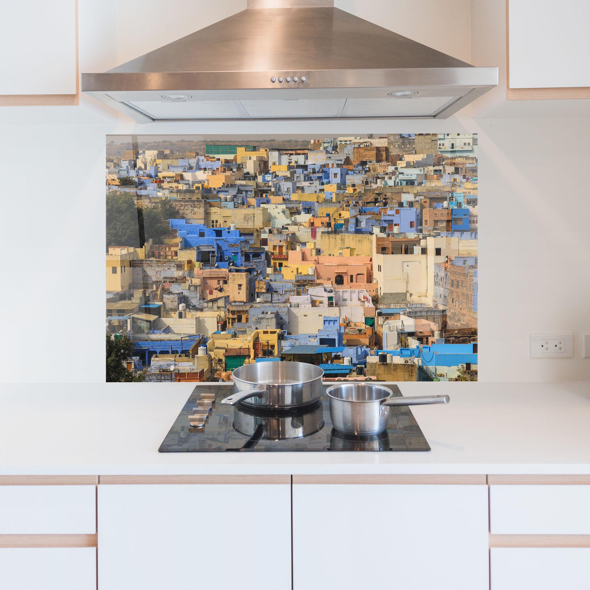 Konyhai üveg hátfal Rajasthan View India mockup 5