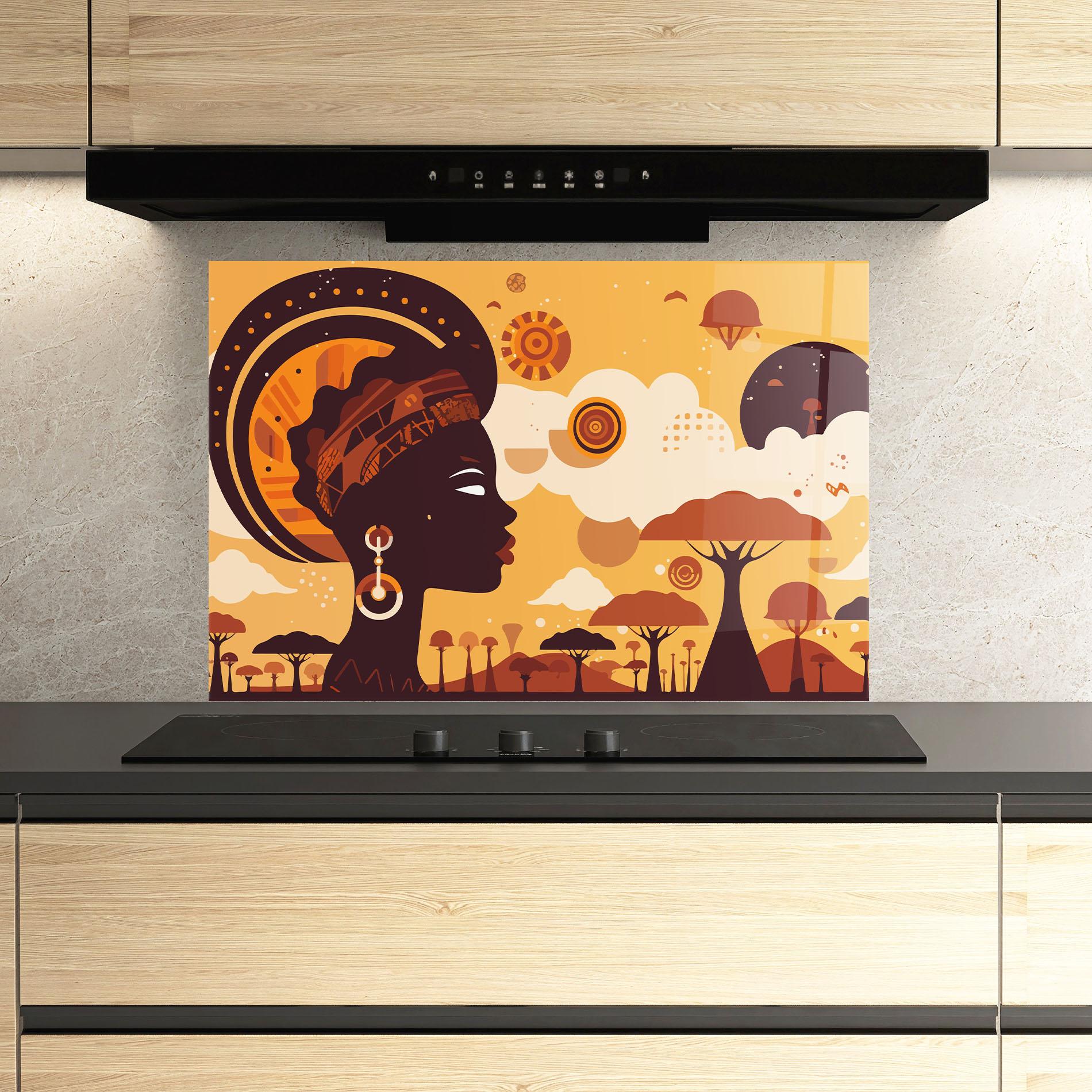 Konyhai üveg hátfal African Art mockup 3