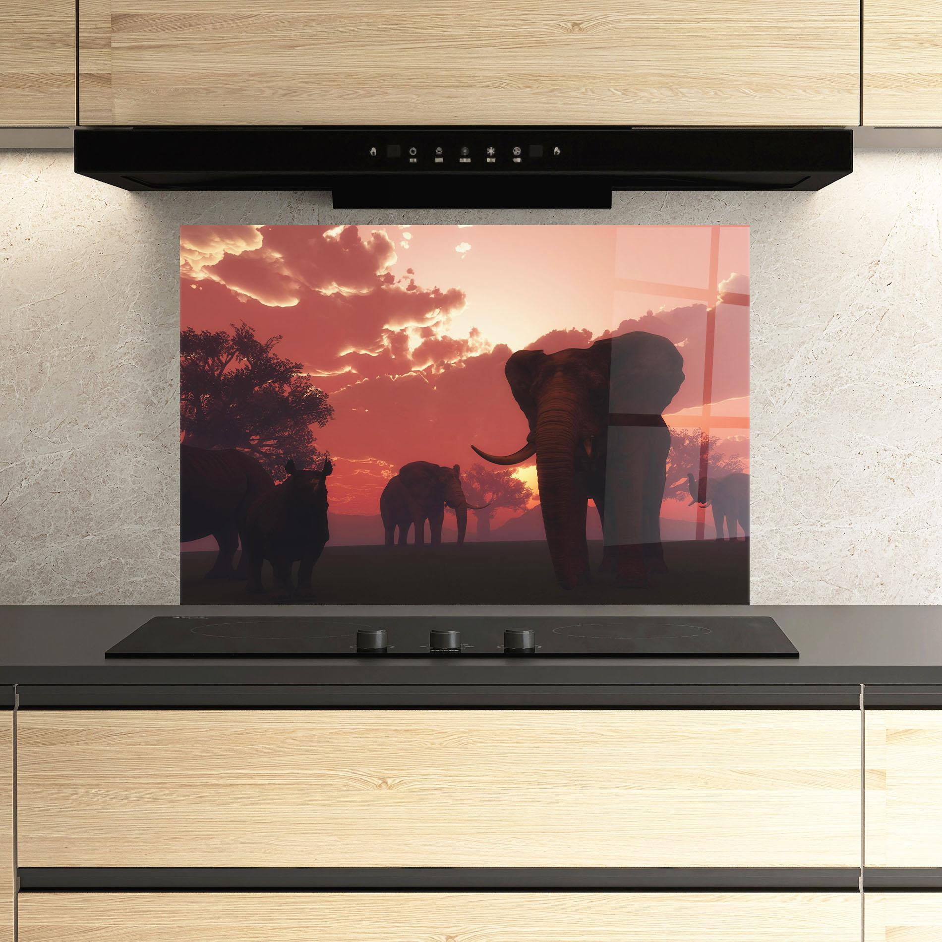 Konyhai üveg hátfal African Elephant View mockup 3