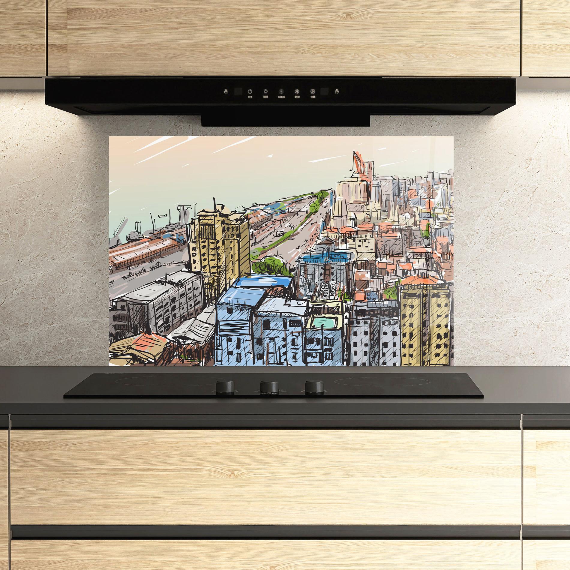 Konyhai üveg hátfal Big African City mockup 3