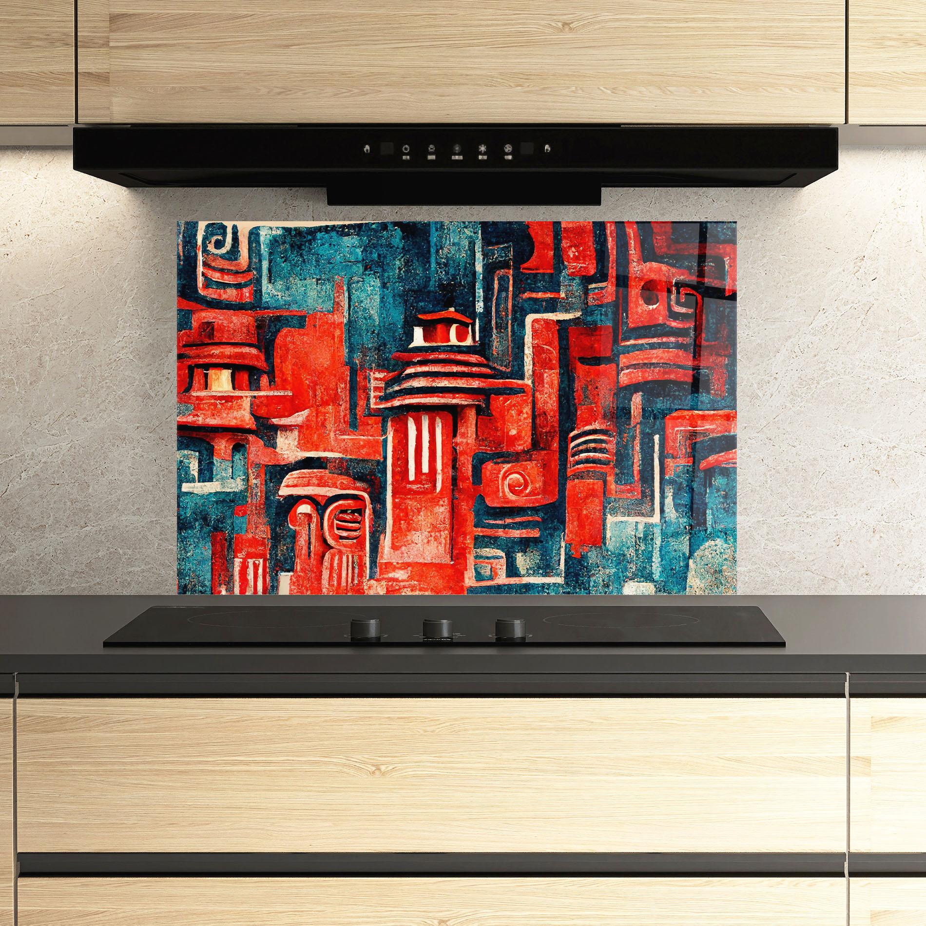 Konyhai üveg hátfal Decorative Navy Red mockup 3