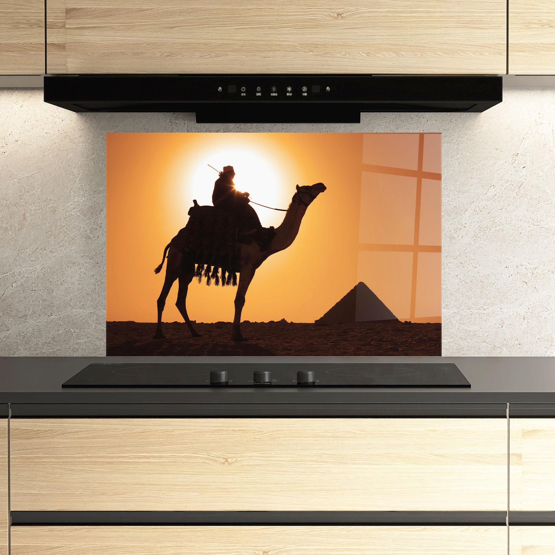 Konyhai üveg hátfal Pyramids Sunset mockup 3