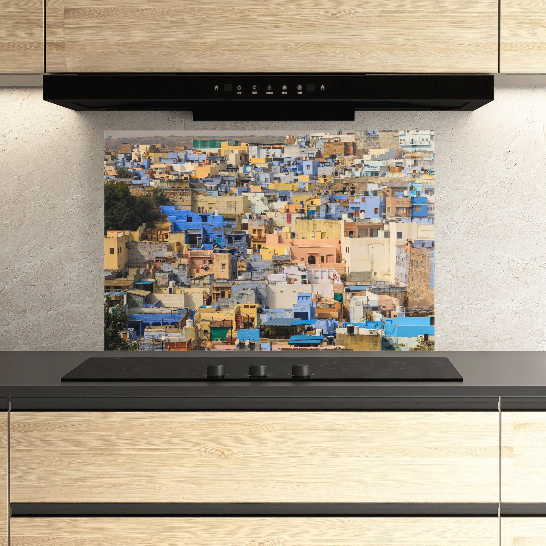 Konyhai üveg hátfal Rajasthan View India mockup 3