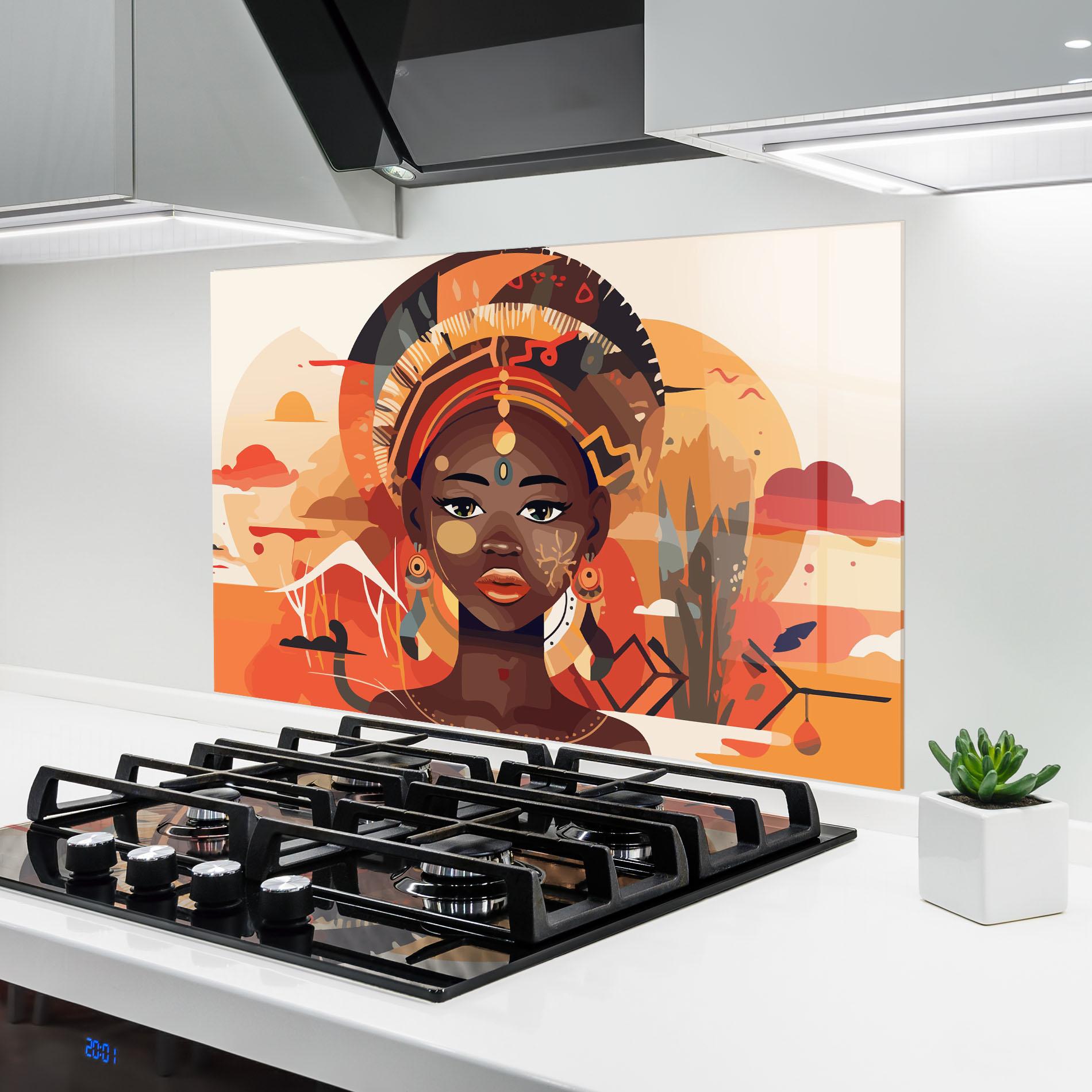 Konyhai üveg hátfal African Child Art mockup 6
