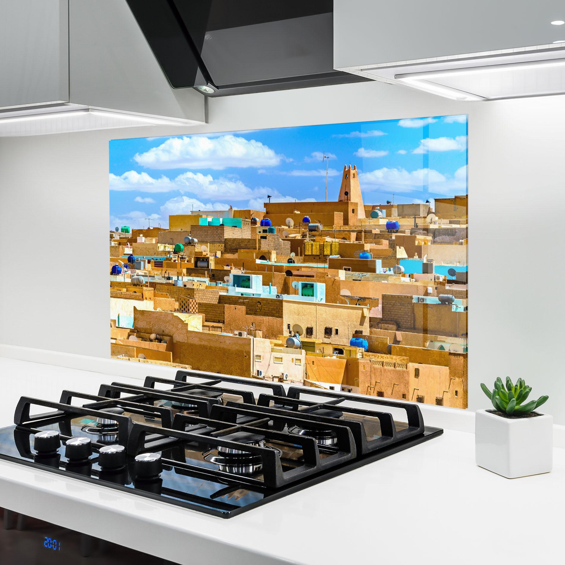 Konyhai üveg hátfal Atteuf Ancient Town mockup 6