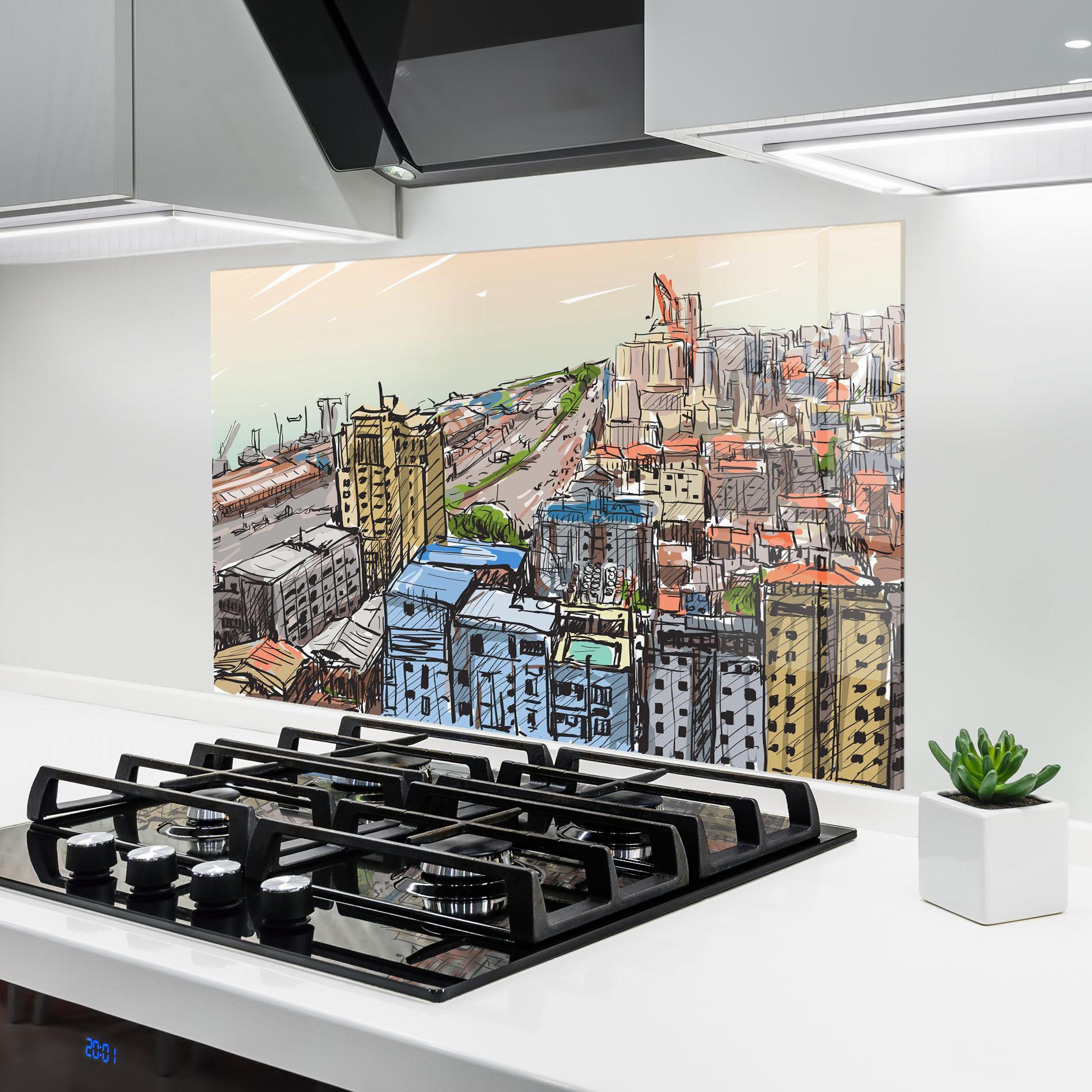 Konyhai üveg hátfal Big African City mockup 6
