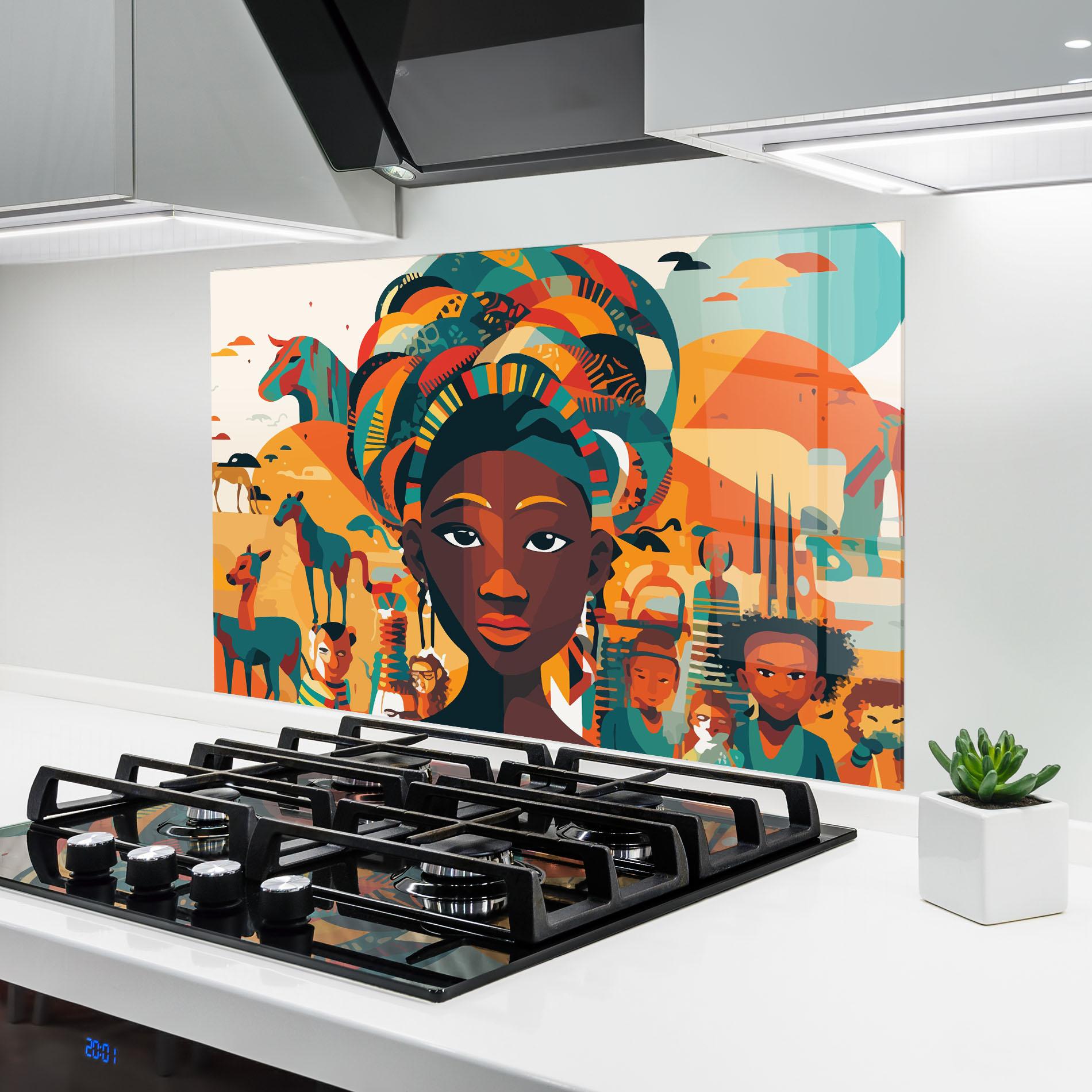 Konyhai üveg hátfal Child Africa Art mockup 6