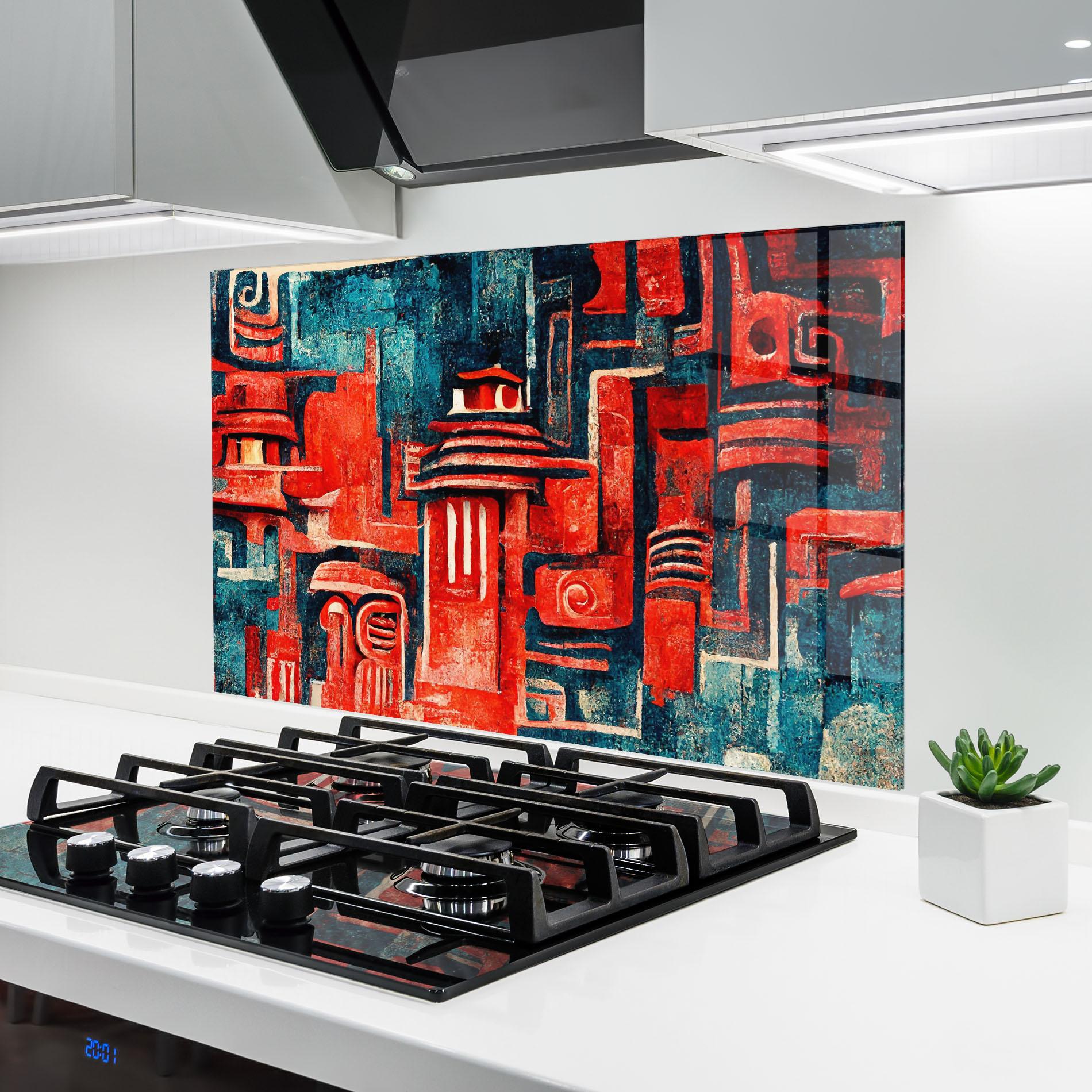 Konyhai üveg hátfal Decorative Navy Red mockup 6