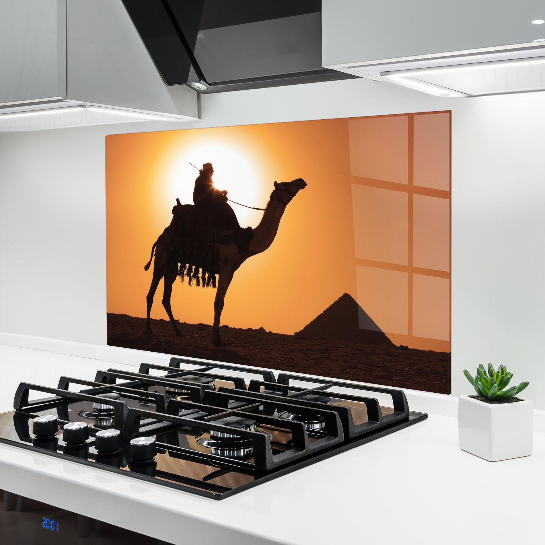 Konyhai üveg hátfal Pyramids Sunset mockup 6