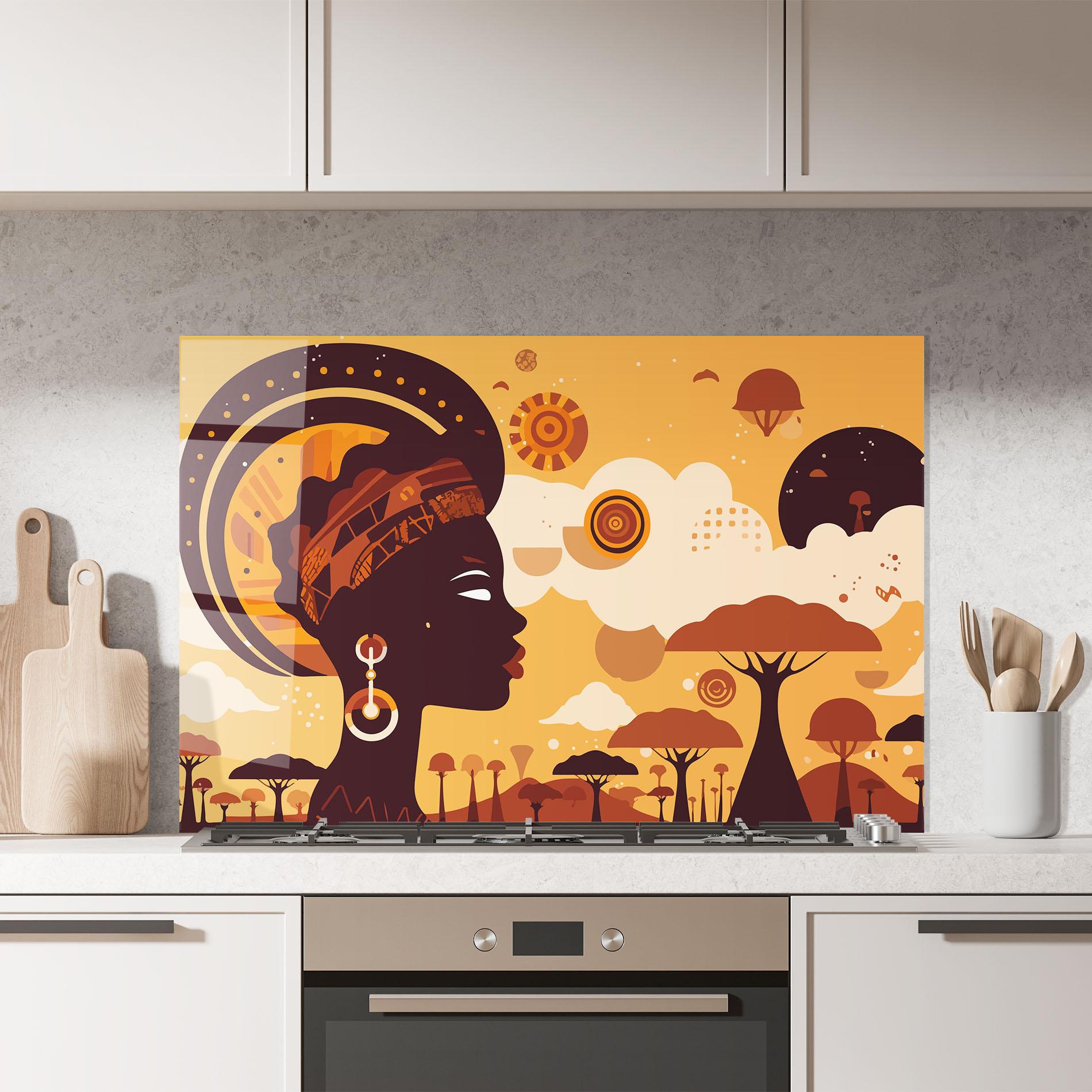 Konyhai üveg hátfal African Art mockup 7