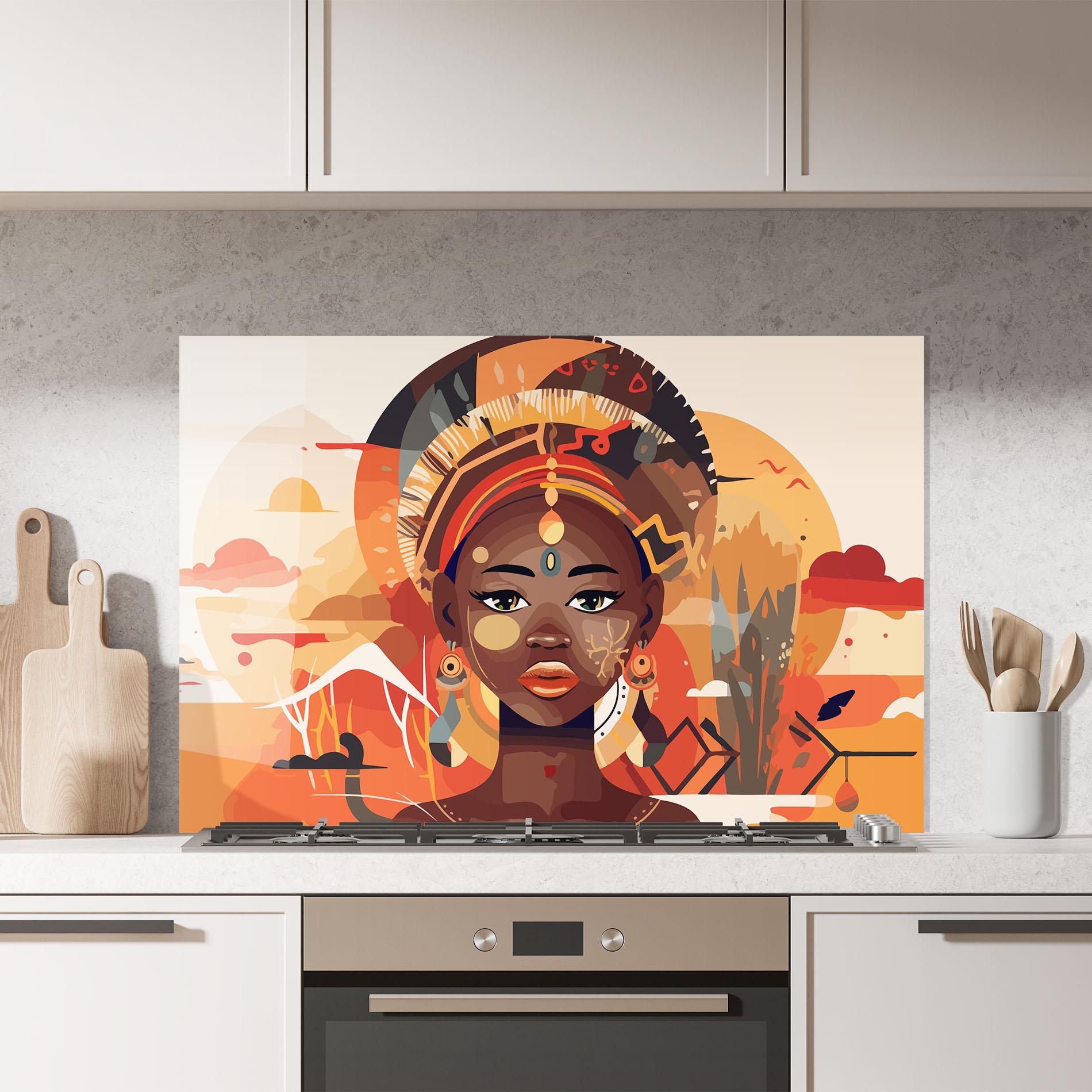 Konyhai üveg hátfal African Child Art mockup 7