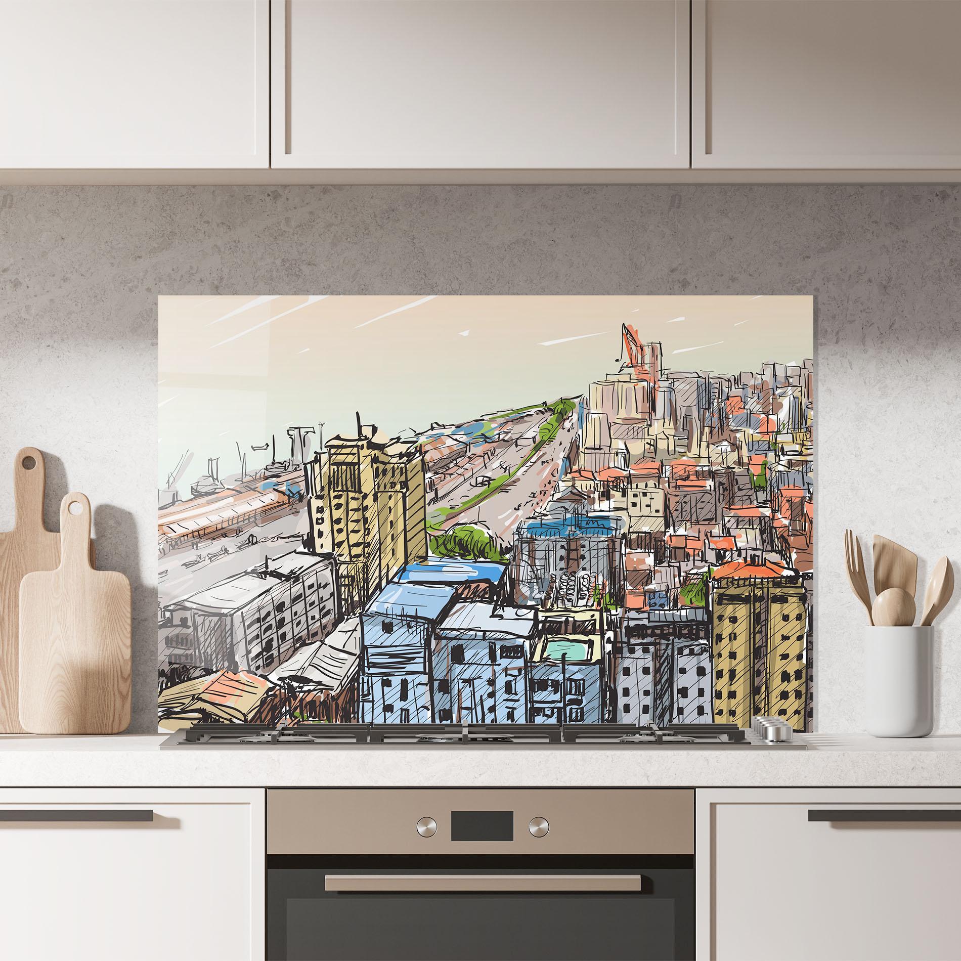 Konyhai üveg hátfal Big African City mockup 7