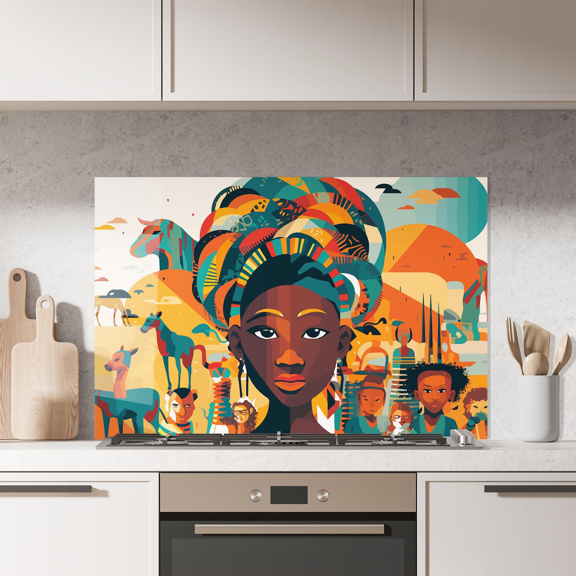 Konyhai üveg hátfal Child Africa Art mockup 7