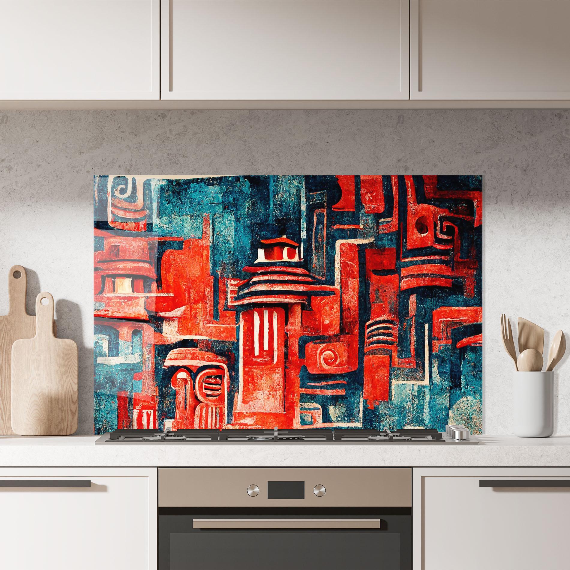 Konyhai üveg hátfal Decorative Navy Red mockup 7