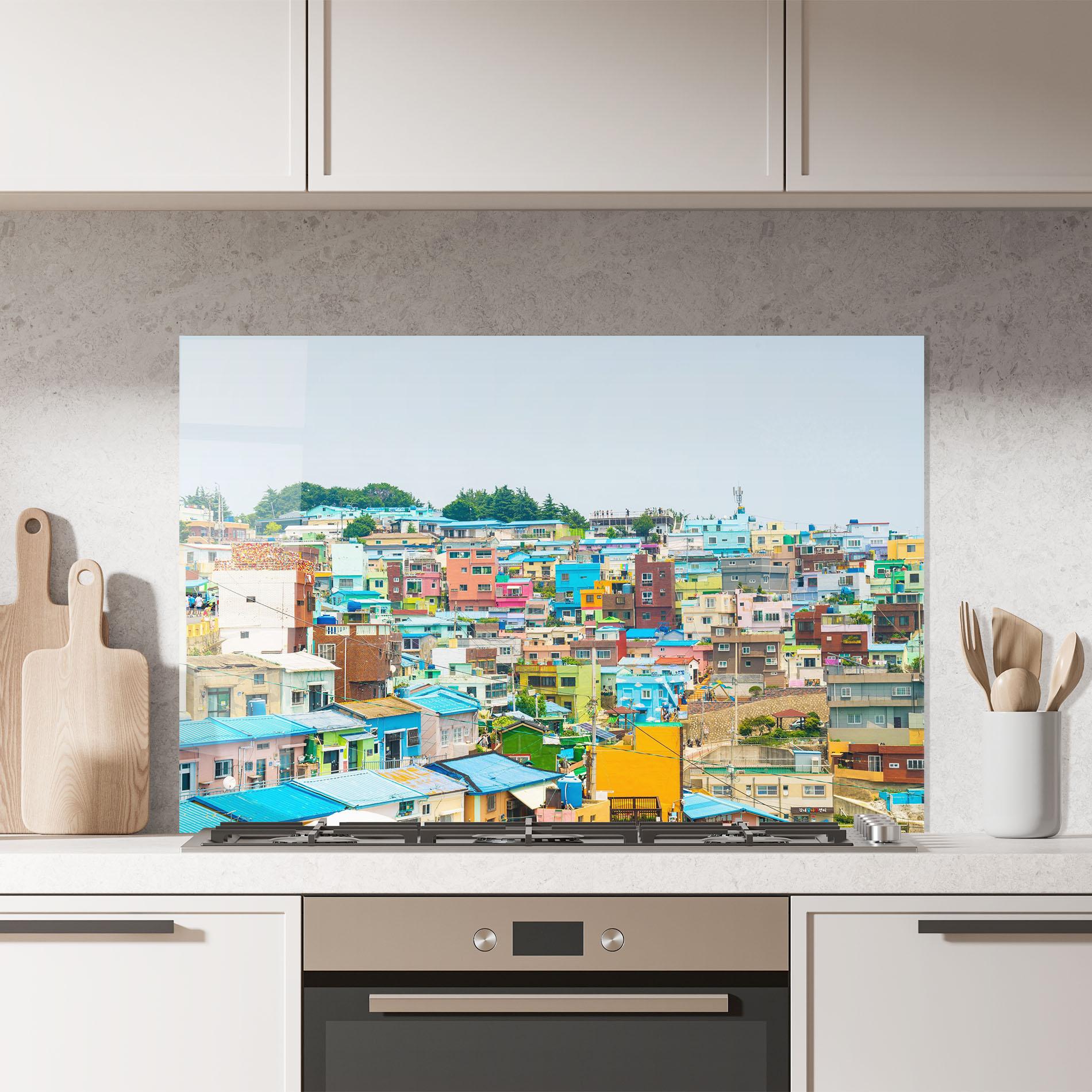 Konyhai üveg hátfal Gamcheon Culture mockup 7