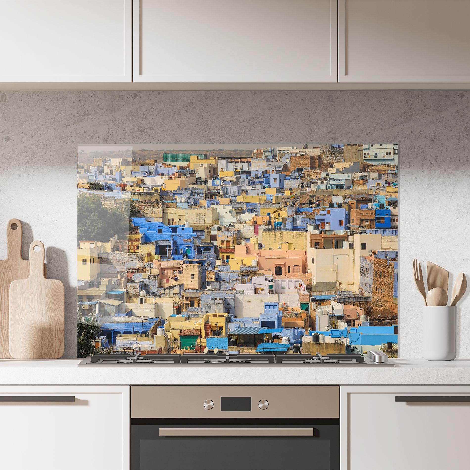Konyhai üveg hátfal Rajasthan View India mockup 7
