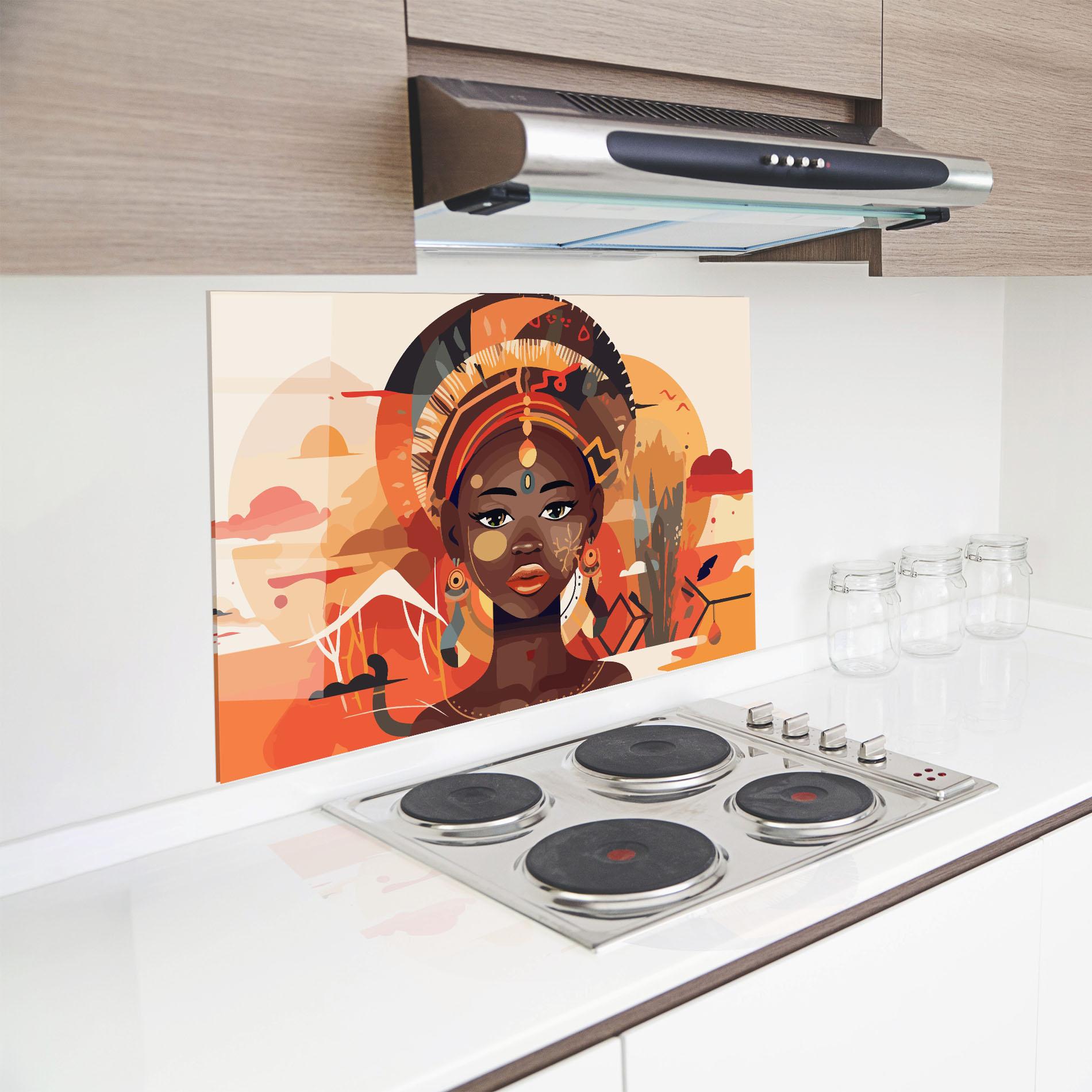 Konyhai üveg hátfal African Child Art mockup 8