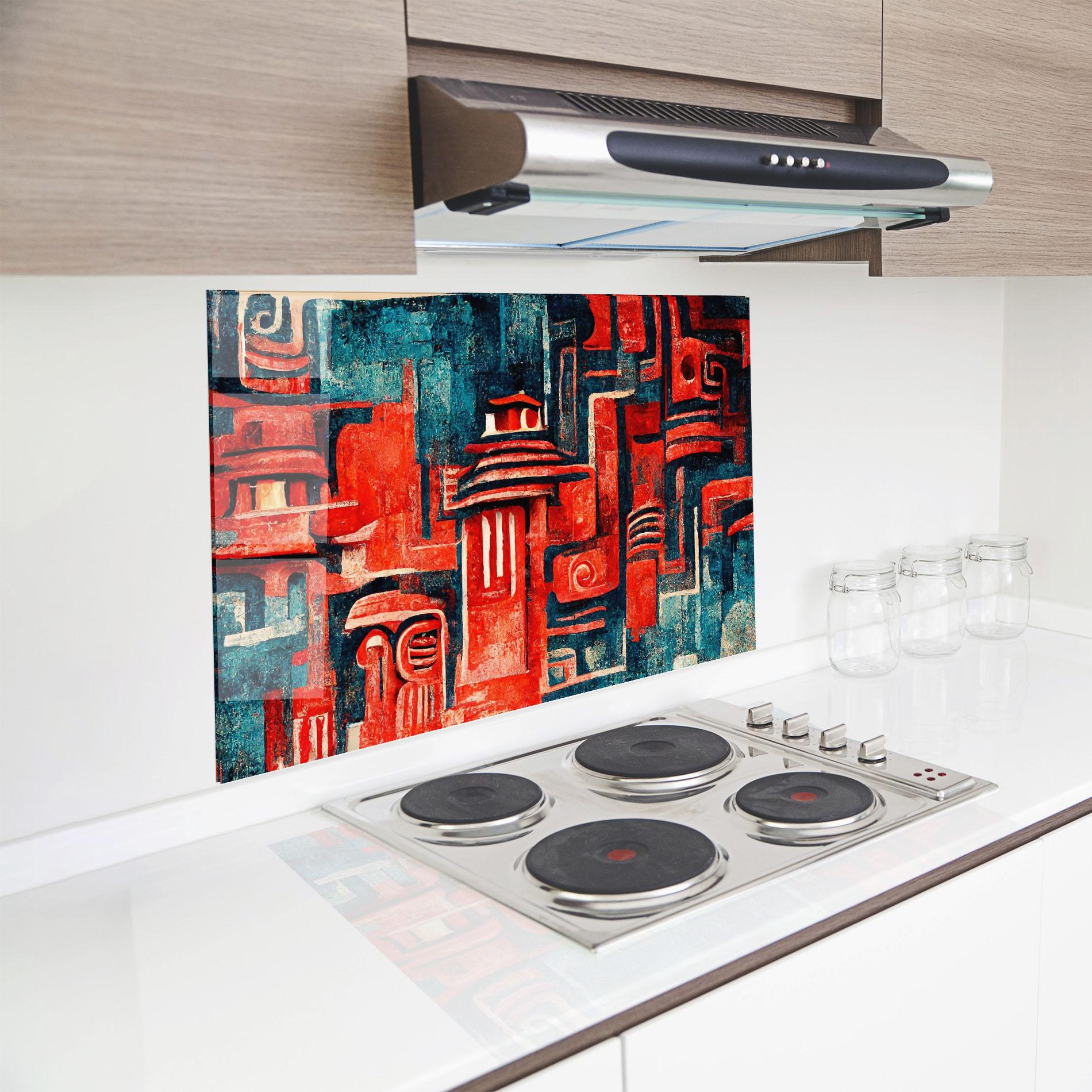 Konyhai üveg hátfal Decorative Navy Red mockup 8