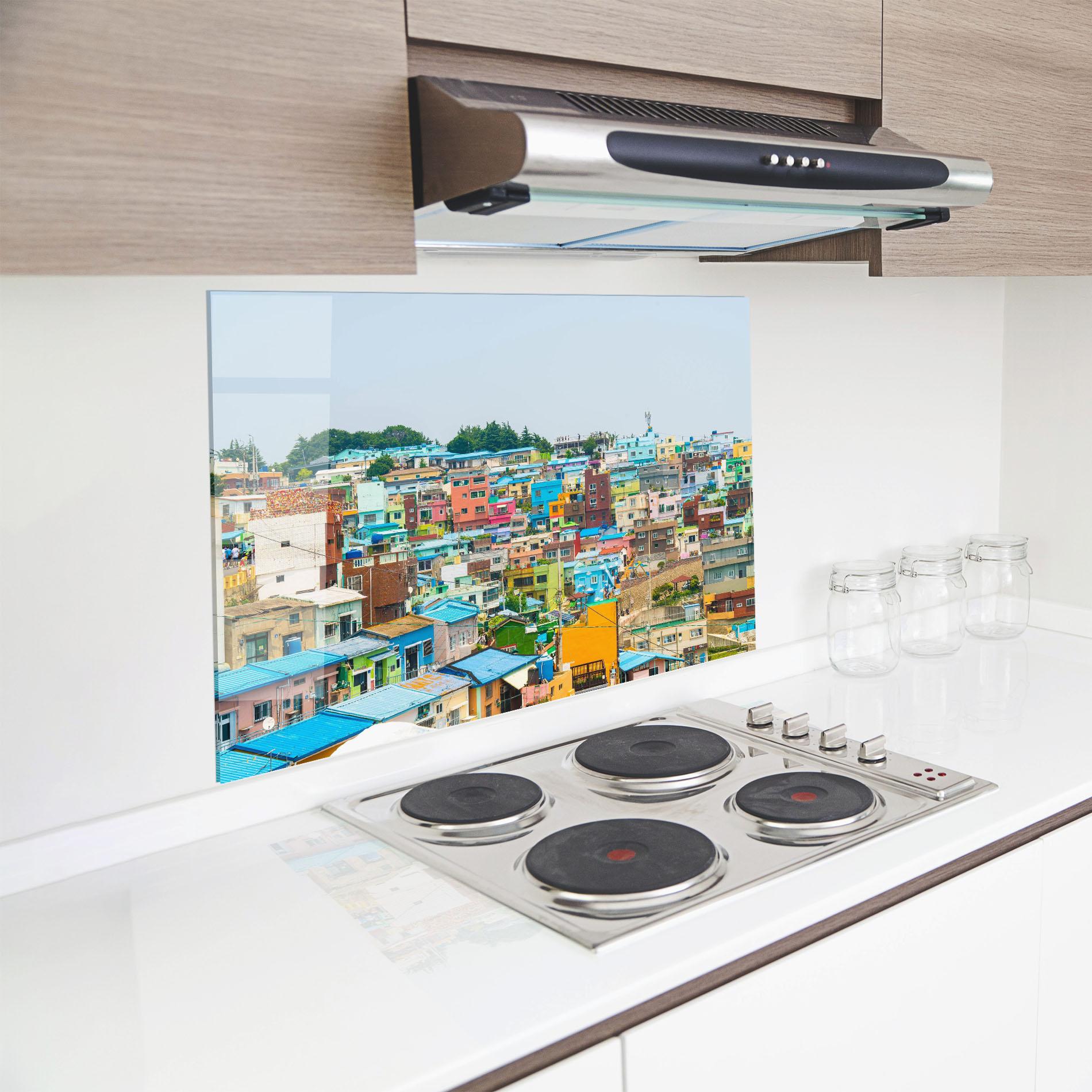 Konyhai üveg hátfal Gamcheon Culture mockup 8