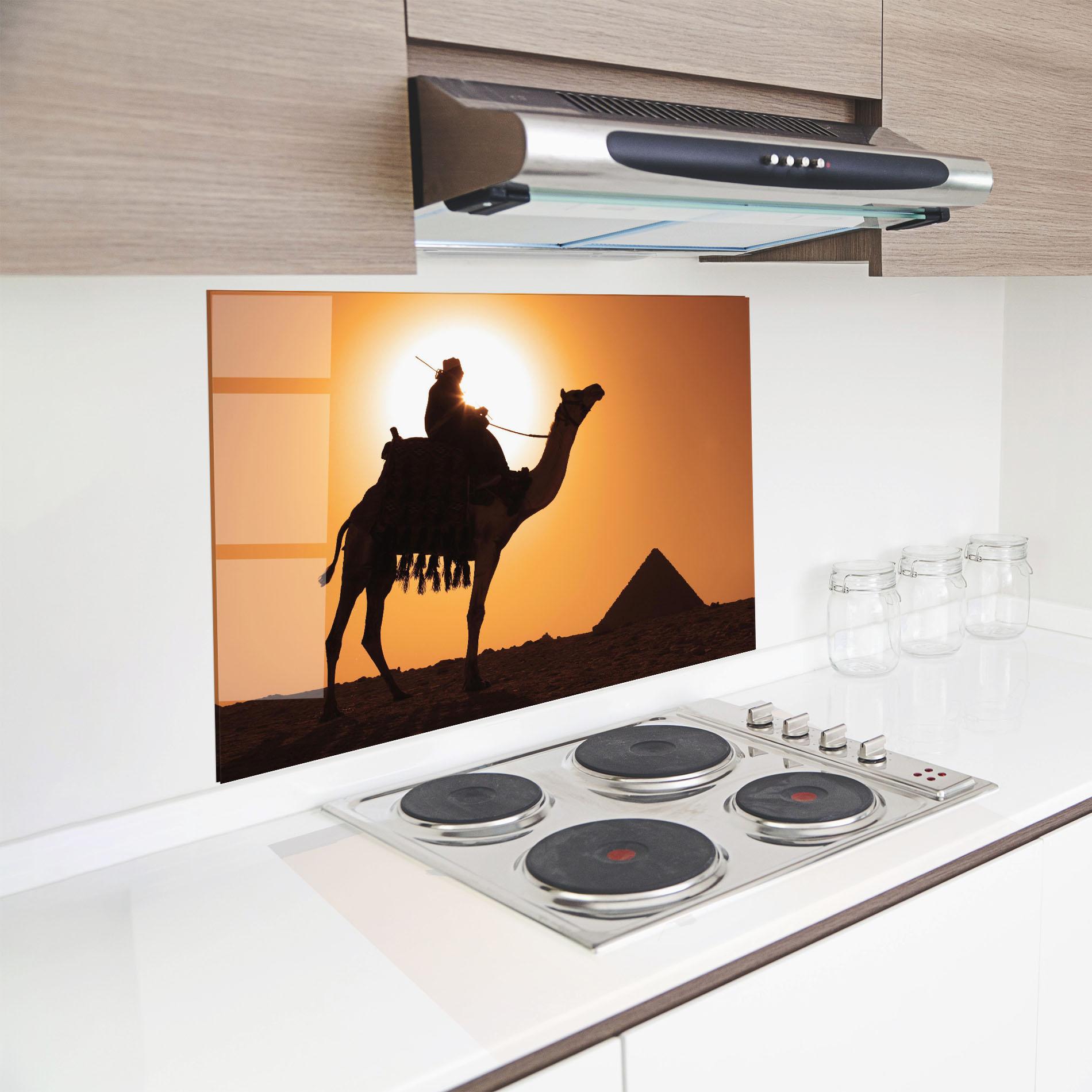 Konyhai üveg hátfal Pyramids Sunset mockup 8