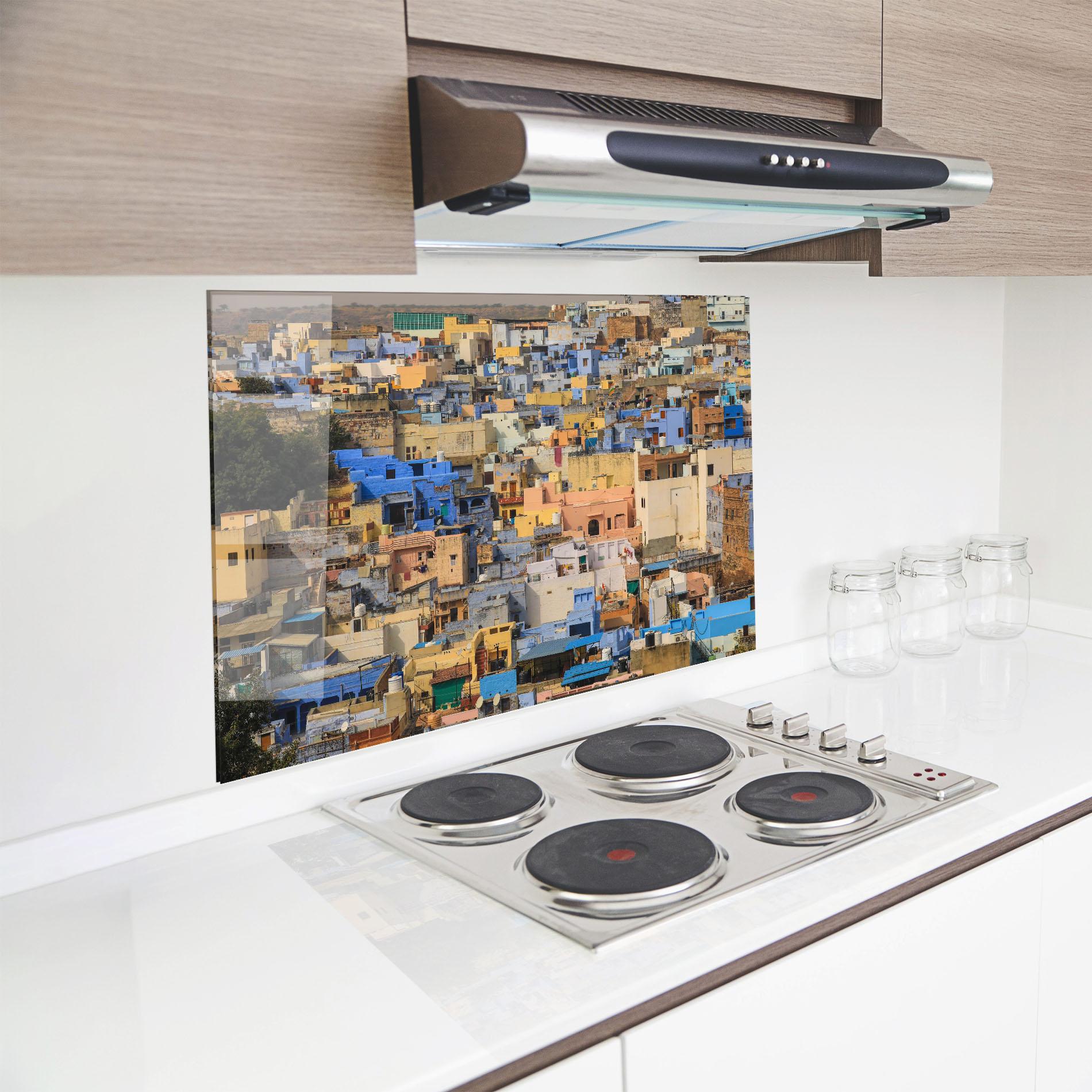 Konyhai üveg hátfal Rajasthan View India mockup 8