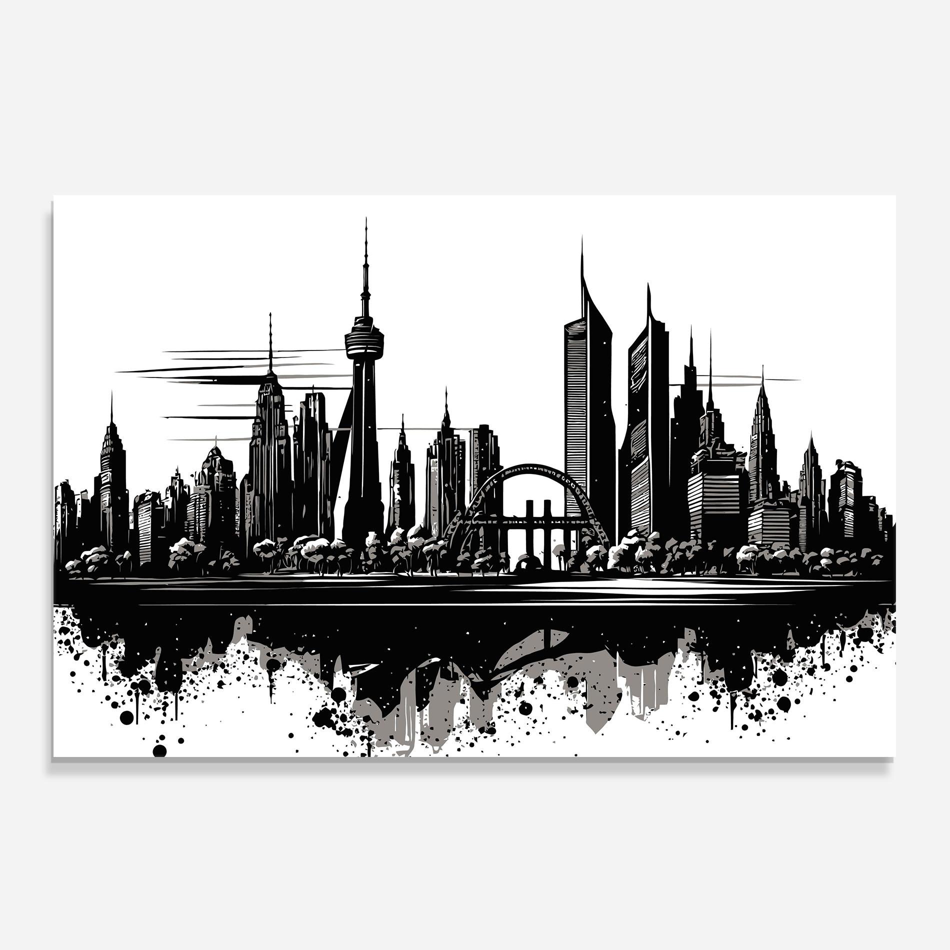 Konyhai üveg hátfal Black Ink City mockup 0