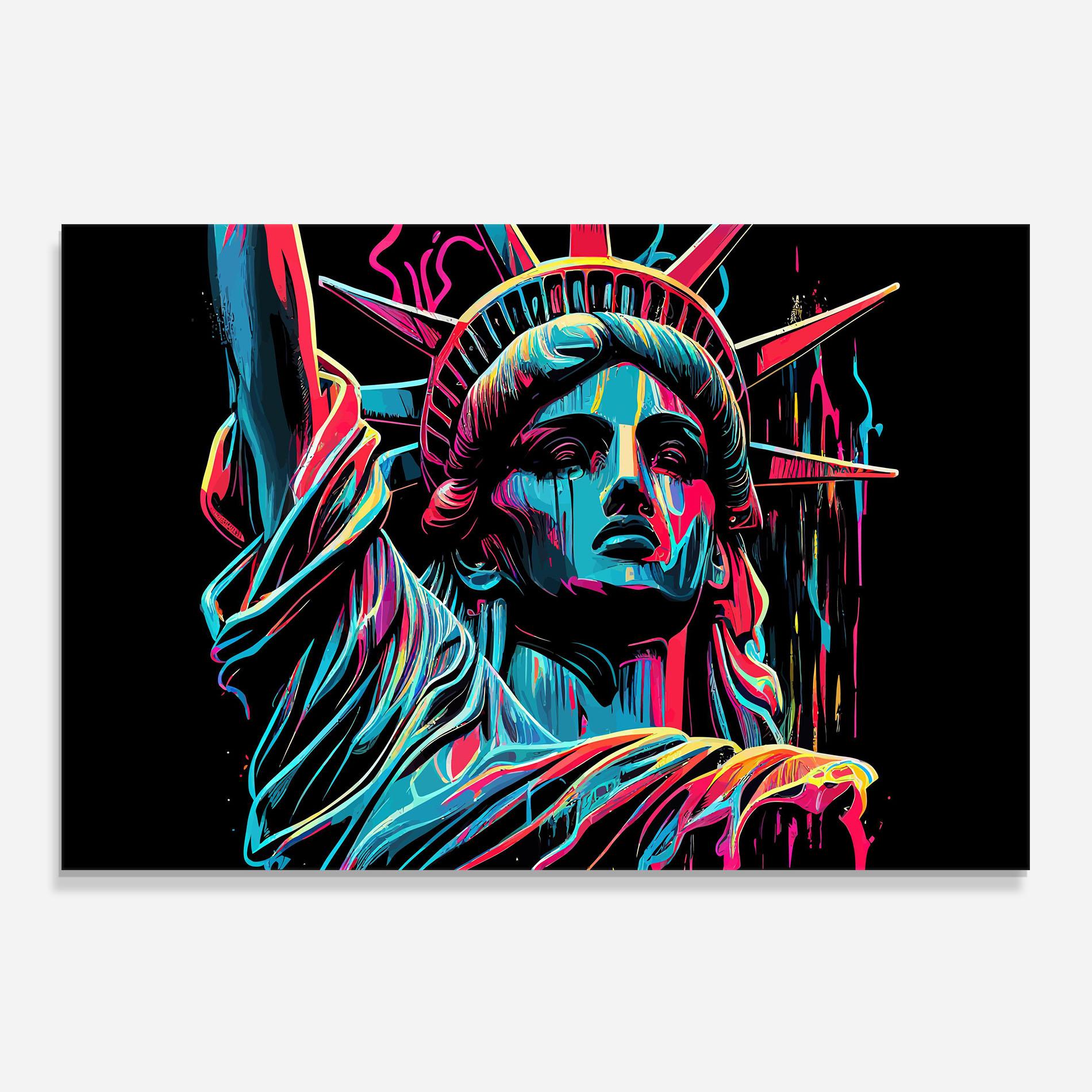Konyhai üveg hátfal Liberty Colorful Statue mockup 0